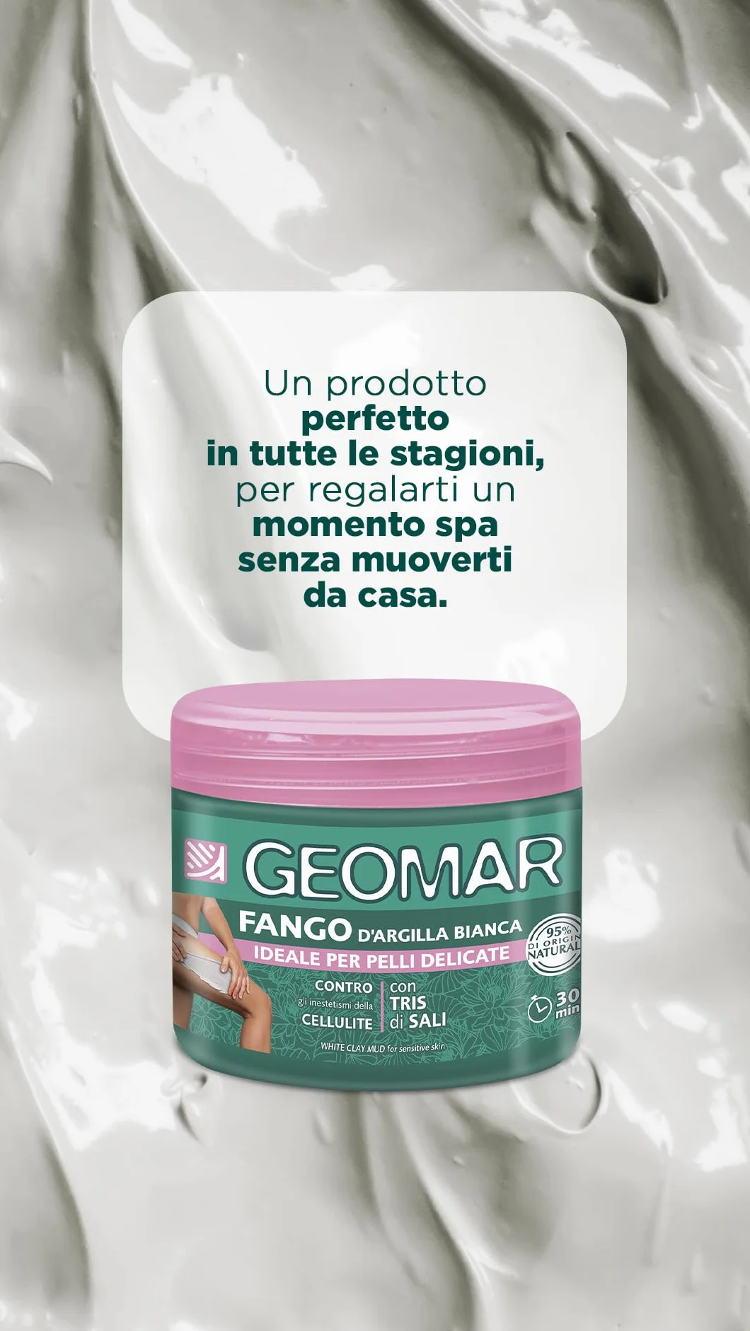 GEOMAR Barro Arcilla Blanca 600 g Contra Celulitis 95% Origen Natural Trío Sales