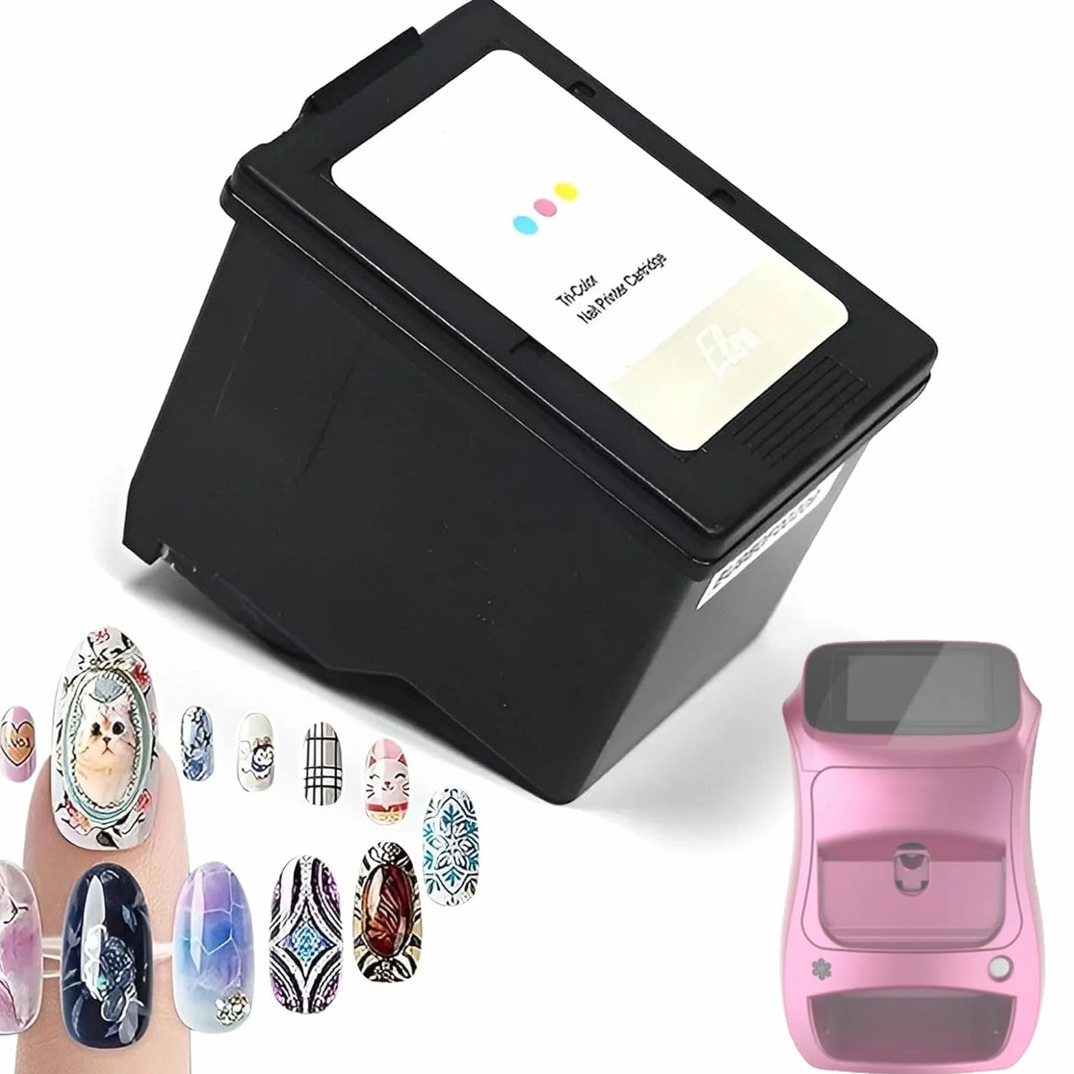 Impresora Inteligente para Uñas: Completa Cualquier Diseño En 25 Segundos, MáQuina Digital AutomáTica para Arte De UñAs A Color, para El Hogar O Salón De Uñas InkCartridge