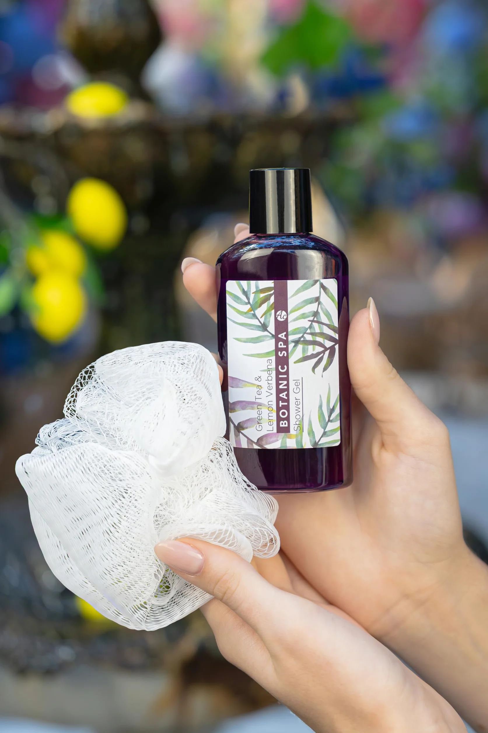 Accentra Botanic SPA Set de Baño Mujer Cesta Hierba Marina Kit Tratamiento 4 Piezas Gel Ducha Sales Baño Loción Corporal Esponja Malla Regalo Bienestar