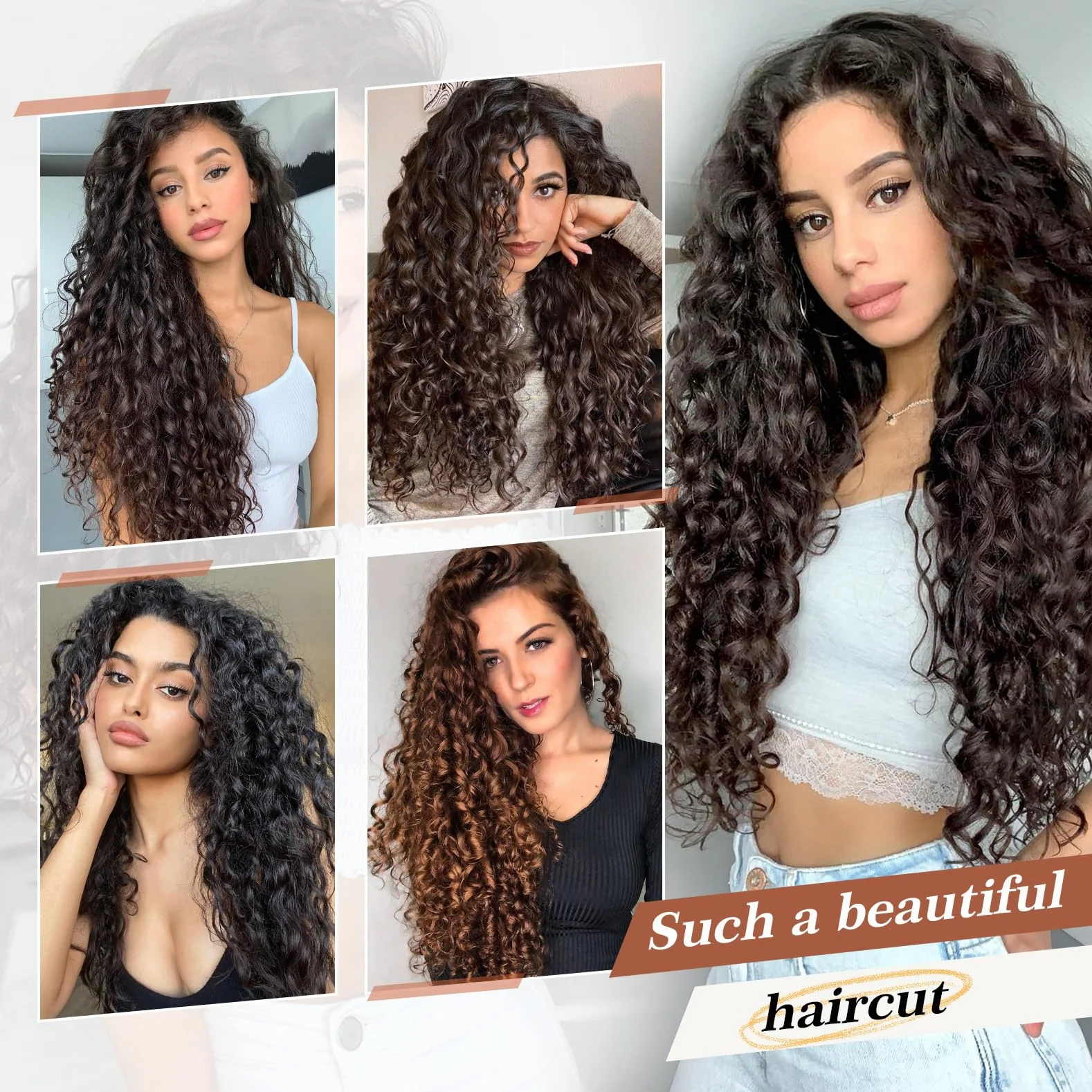 Extensiones de pelo con clip 4 piezas 100% seda de proteínas puras 40 cm rizadas color marrón oscuro