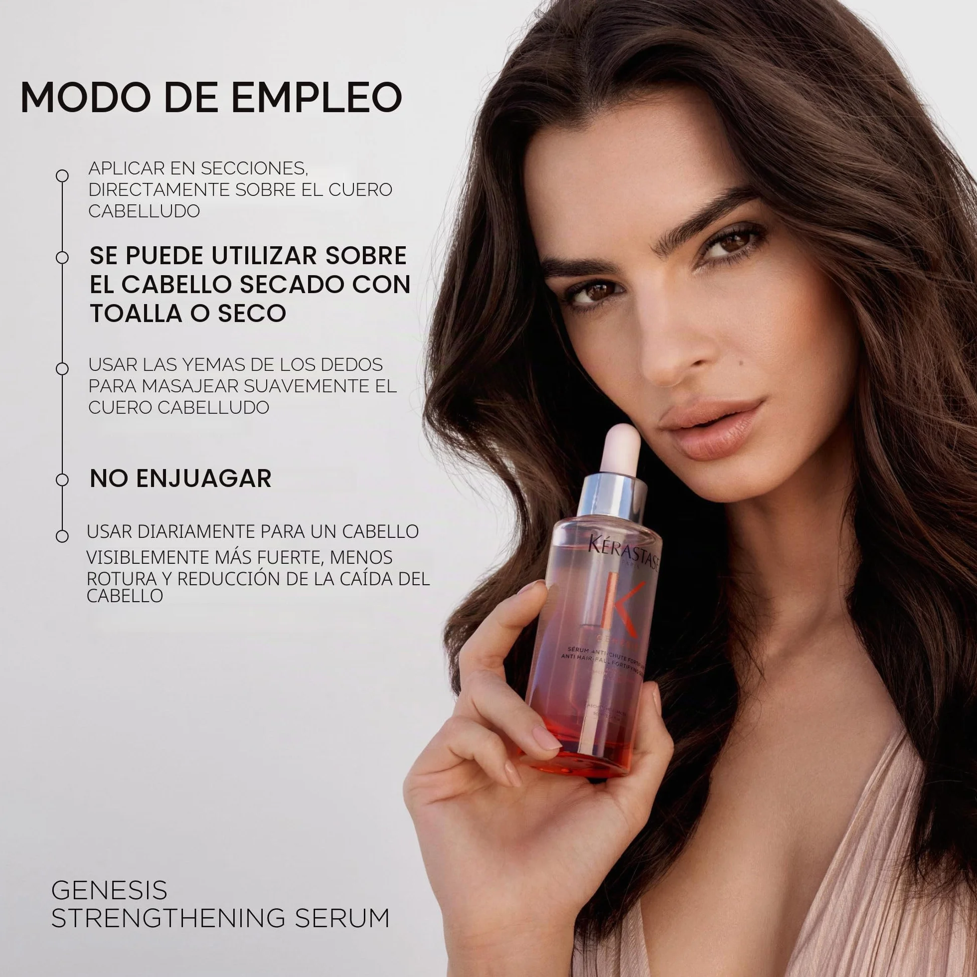 Kerastase Genesis - Suero para el cabello, evita la caída del cabello, fortalece el cabello débil, enriquecido con jengibre y cafeína, 97% menos de rotura, 3.04 onzas líquidas