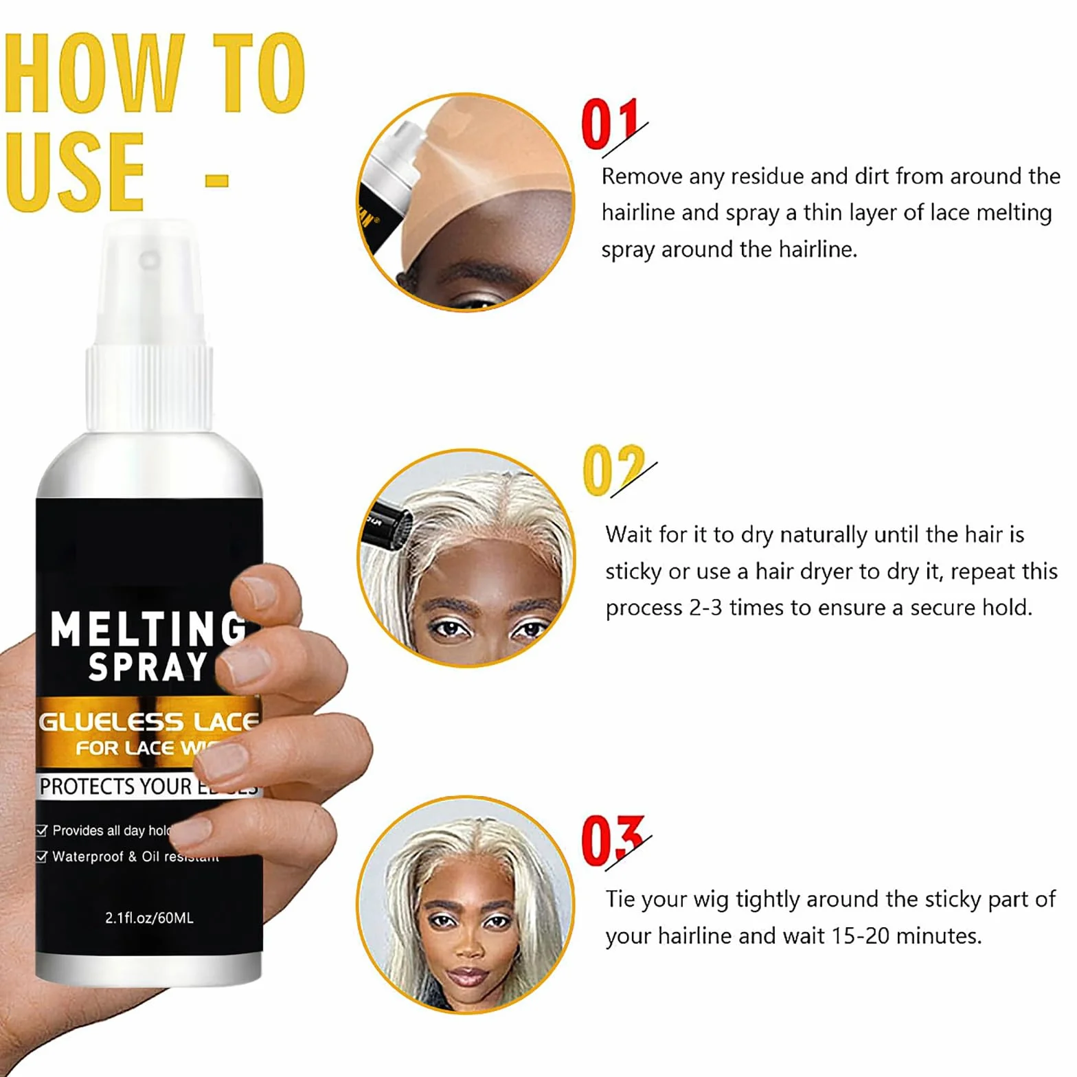 Removedor de Extensiones Adhesivas 60ML Eliminar Pegamento de Peluca No Dañar las Manos
