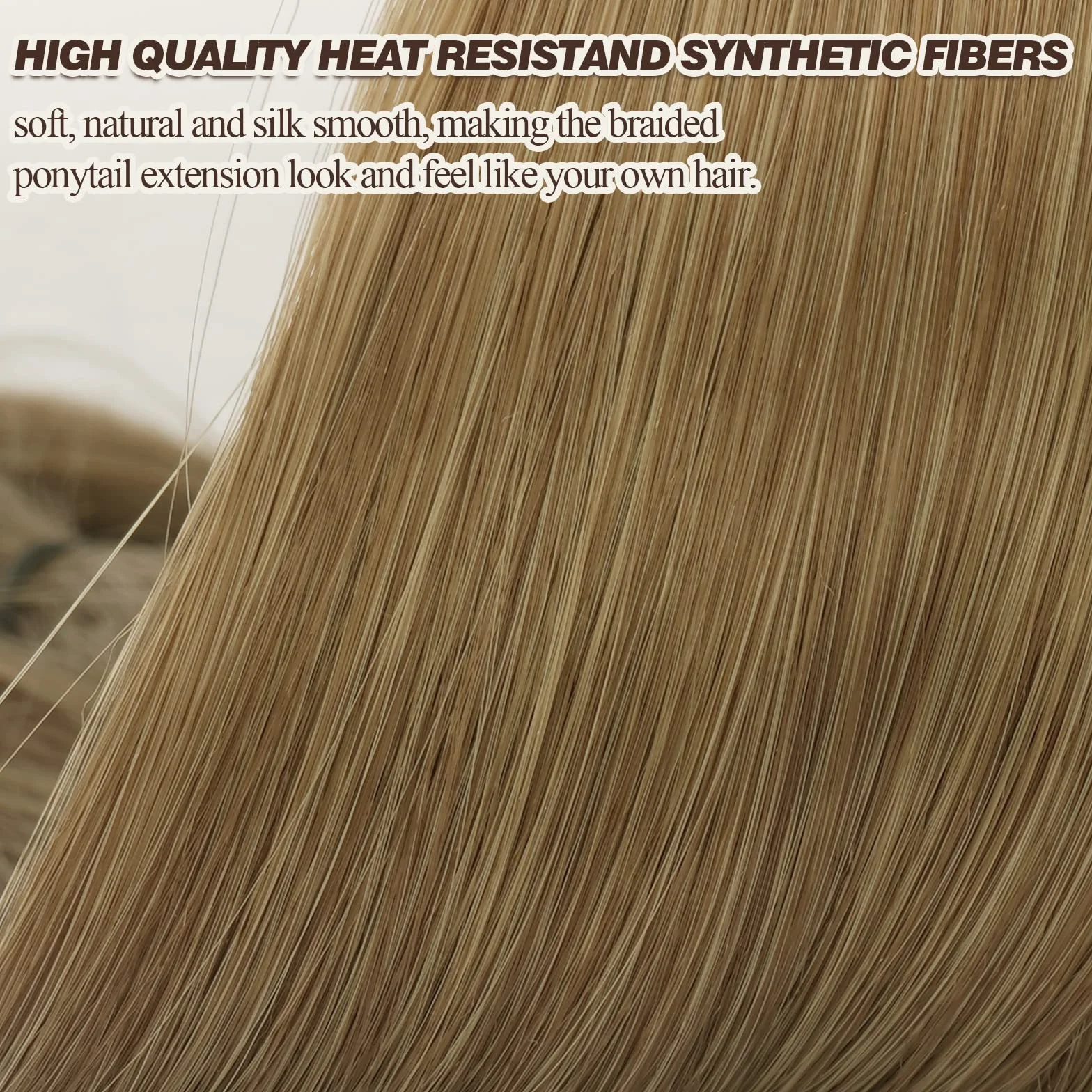 BARSDAR Extensiones de Cola de Caballo Trenzada 26"(66cm) Largo Lazo para el Cabello Recto Envoltura Alrededor DIY Peluca Sintética Suave para Mujeres