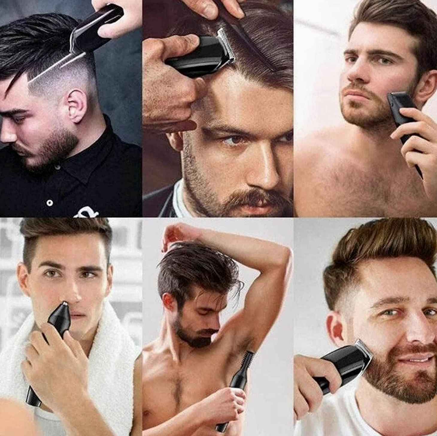 Cortapelos para hombres, kit recortador de barba 6 en 1, inalámbrico, de precisión, resistente al agua, recargable por USB.