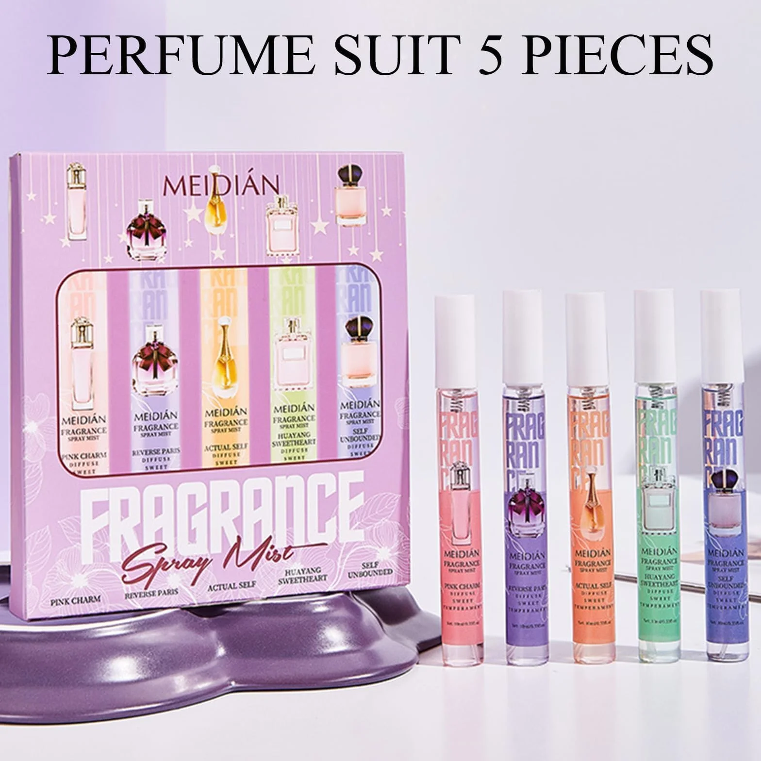 Mini Mist Set de Regalo para Mujer 5Pcs Perfume Corporal y Cabello Fragancia Floral Fresca Duradera