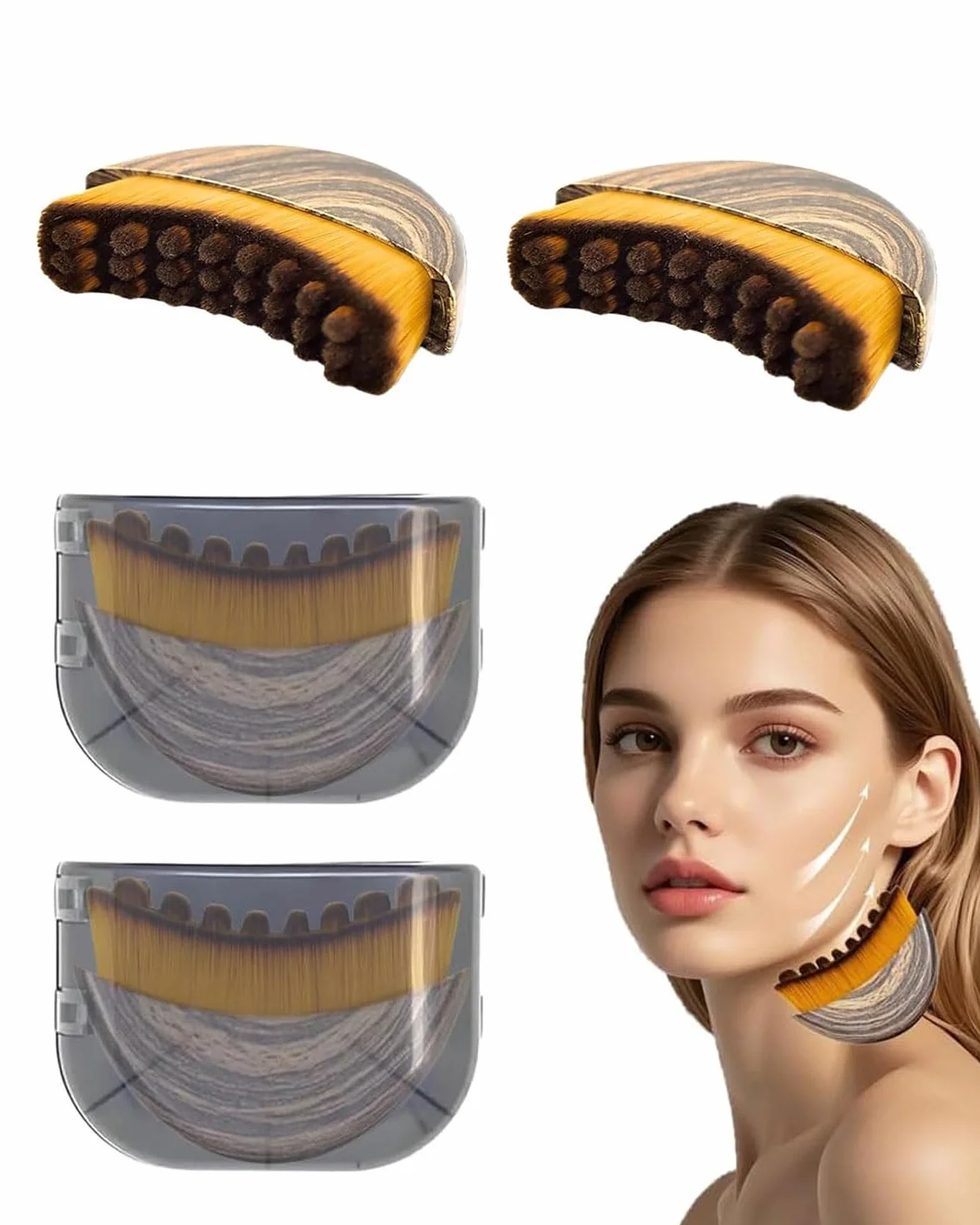 Cepillo Facial de Contorno Linfático Masajeador Drenaje Linfático 2PCS