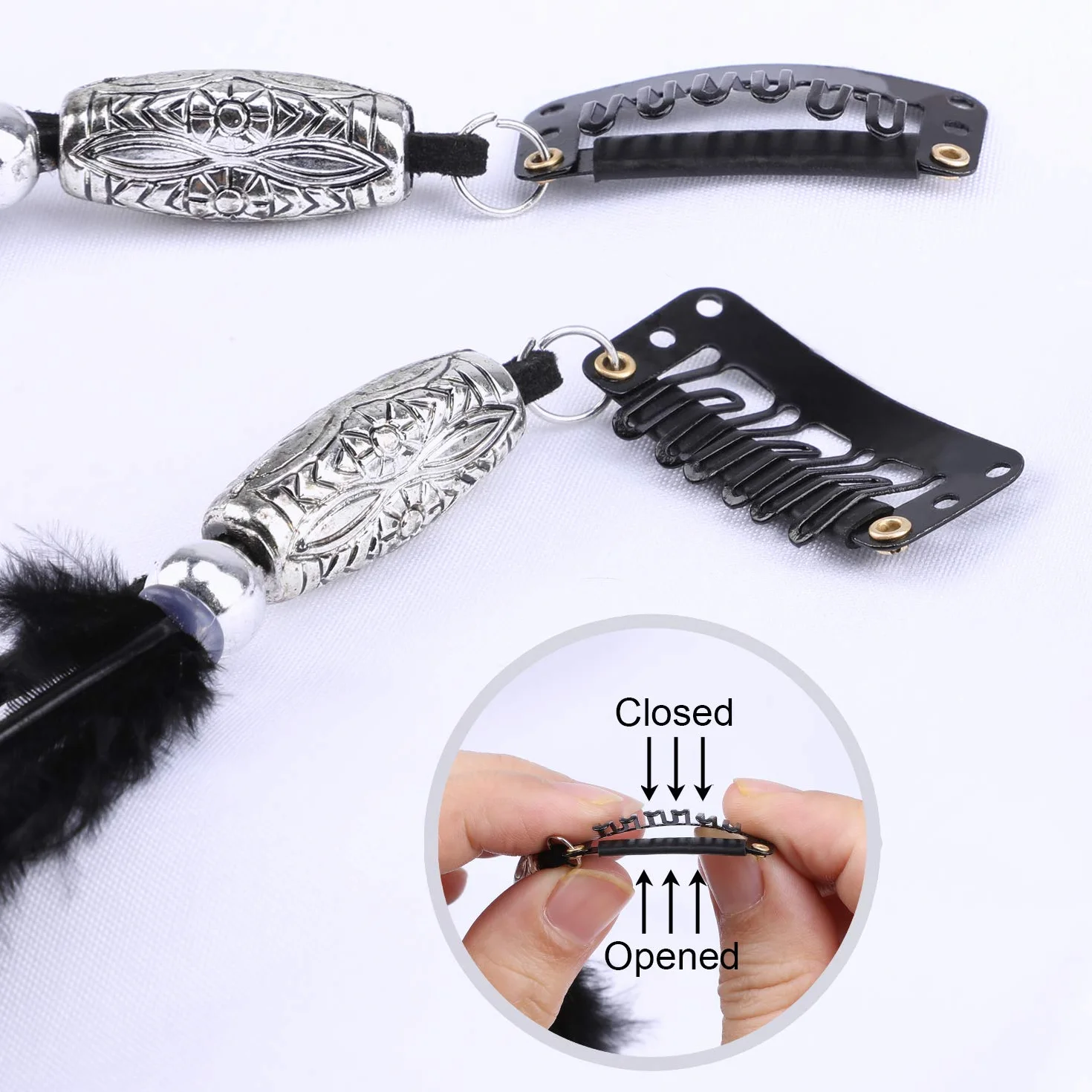 Accesorios para Cabello Pluma con Pinzas Juego de 6, Tocado Bohemio Indio, Extensiones de Cabello para Mujer Cosplay Halloween
