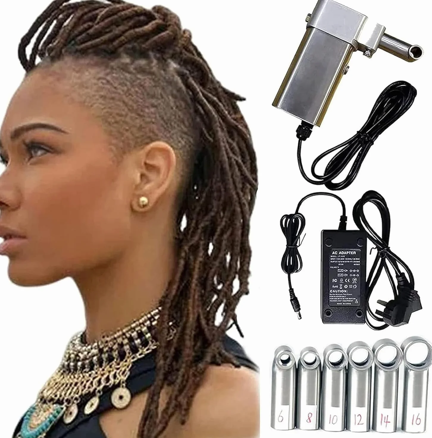 EPANO LXXW Máquina de rastas Máquina for Hacer rastas instantáneas, Herramienta eléctrica portátil for rastas, máquina trenzadora de Ganchillo de 6-16mm para Trenzas Sintéticas/Reparadoras(10mm)