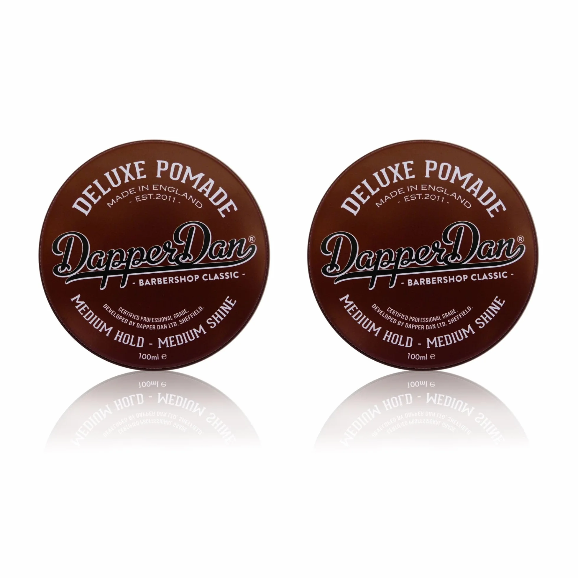 Dapper Dan Pomada Deluxe Dúo Fijación Media & Brillo Medio, Pomada para Cabello a Base de Agua, 2 x 100ml