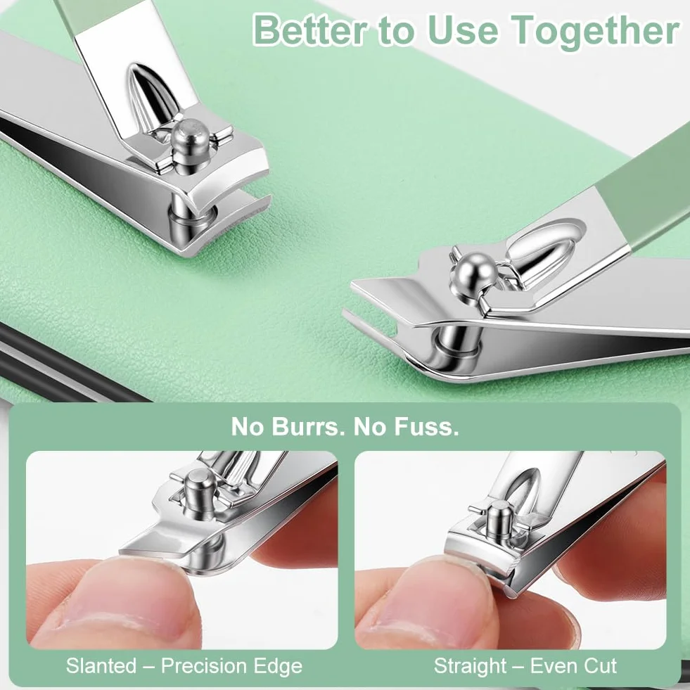 Set de Manicura Pedicura 7 en 1 Cortaúñas Acero Inoxidable Grooming Kit Profesional