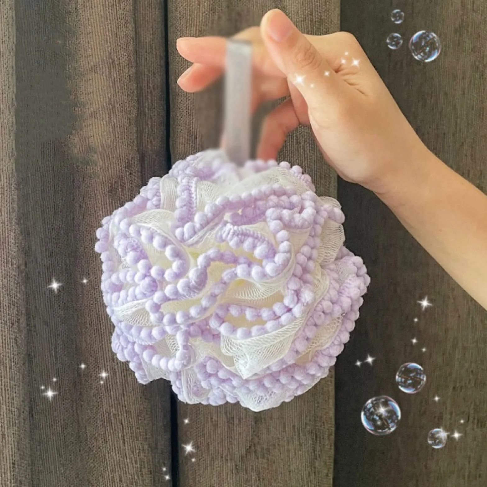 Esponja suave de esponja de esponja de esponja de esponja de baño para lavado en seco, toalla de frotamiento de espuma para ducha, bola de baño, esponja de malla (rosa)