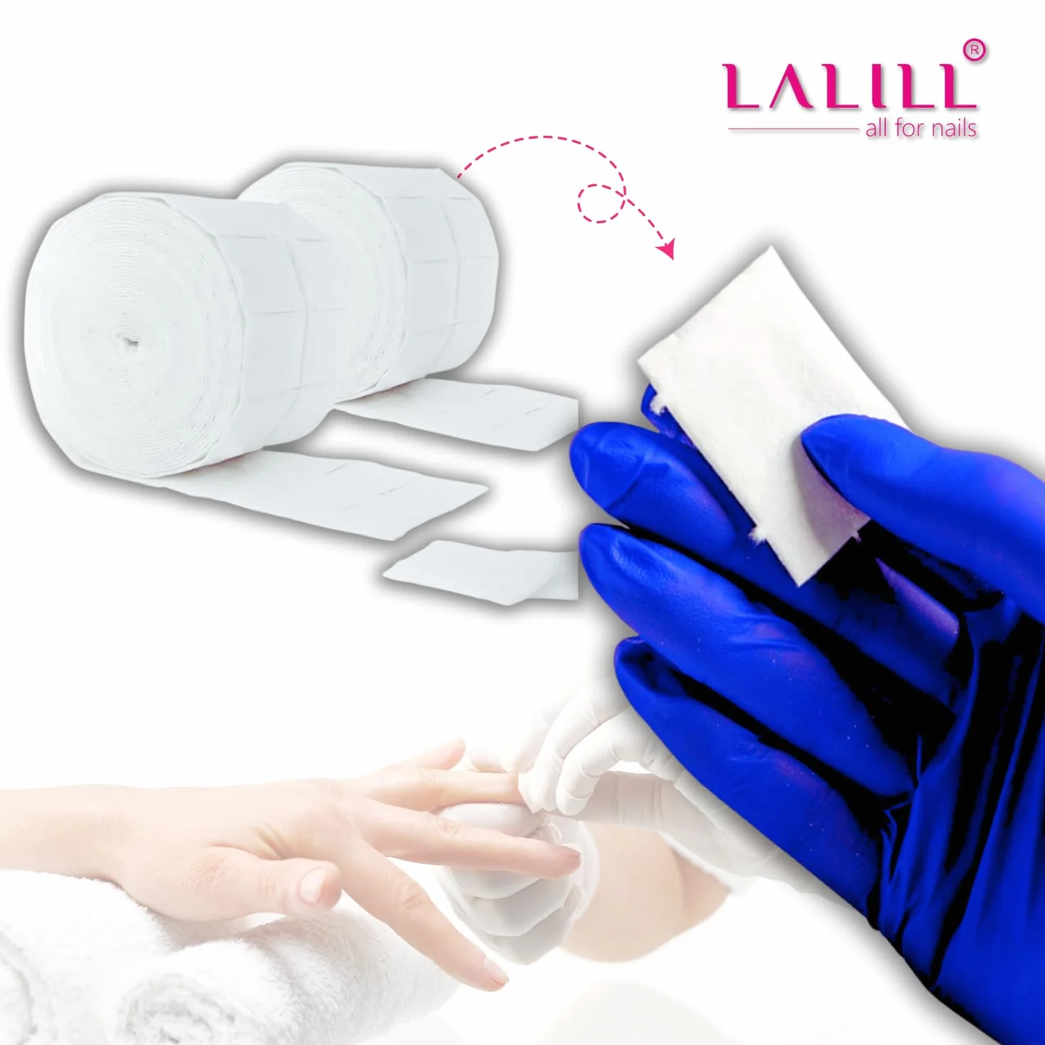 LALILL Cleaner de Uñas 500ml con Dosificador y 500 Almohadillas - Limpiador para Uñas de Gel y Semipermanente - Botella con Bomba 200ml - Algodón sin Pelusa