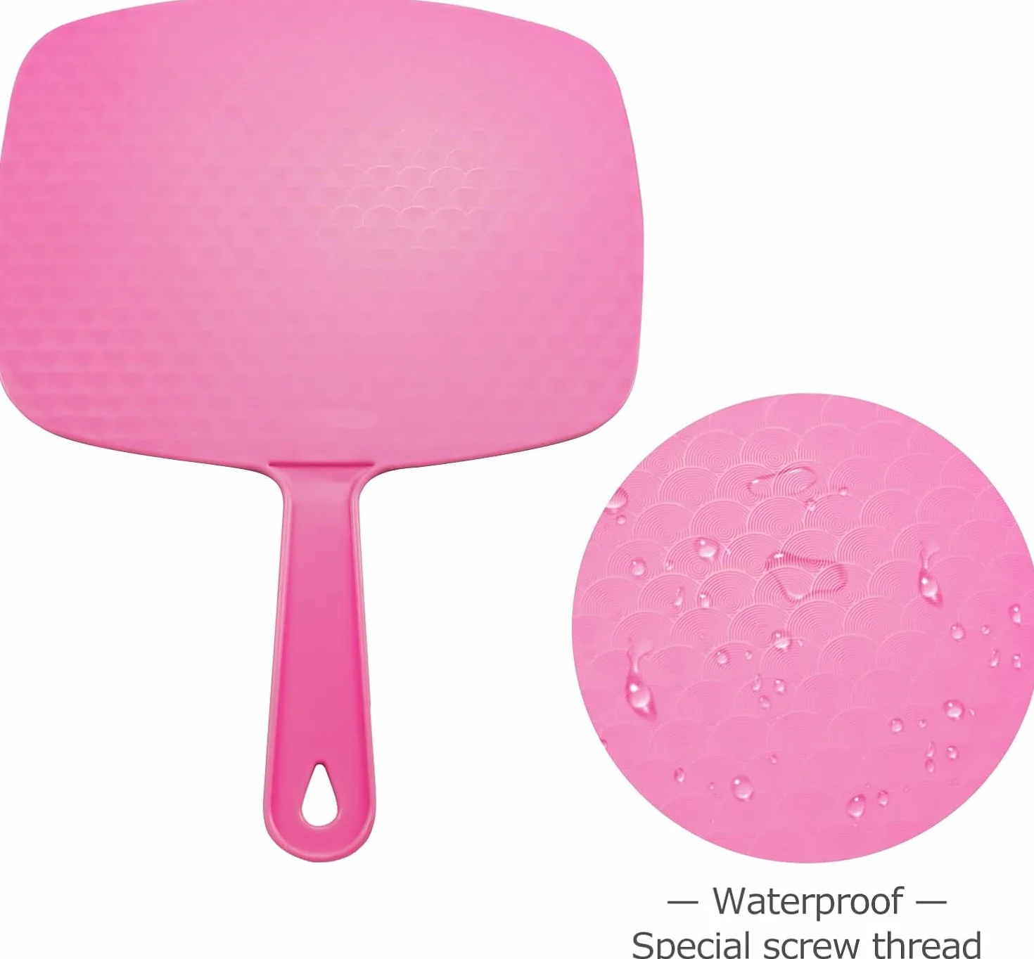 Espejo de Mano 26.4 x 18.8 cm con Mango y Agujero para Colgar, Rosa