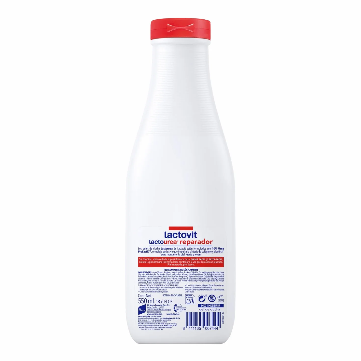 Lactovit Gel de Ducha Reparador Lactourea para Piel Muy Seca 550 ml