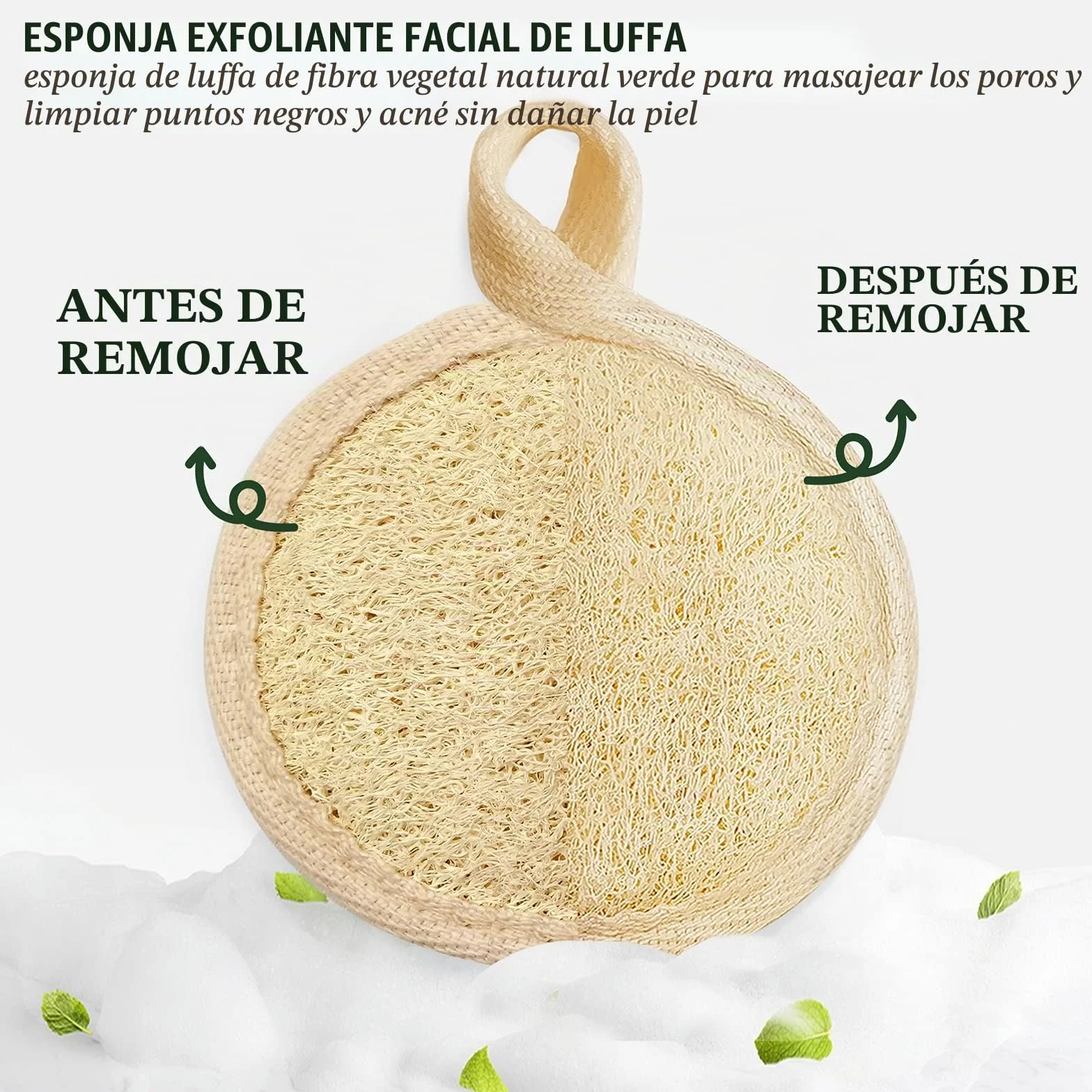 Esponja exfoliante natural de lufa, depurador facial, paquete de 4