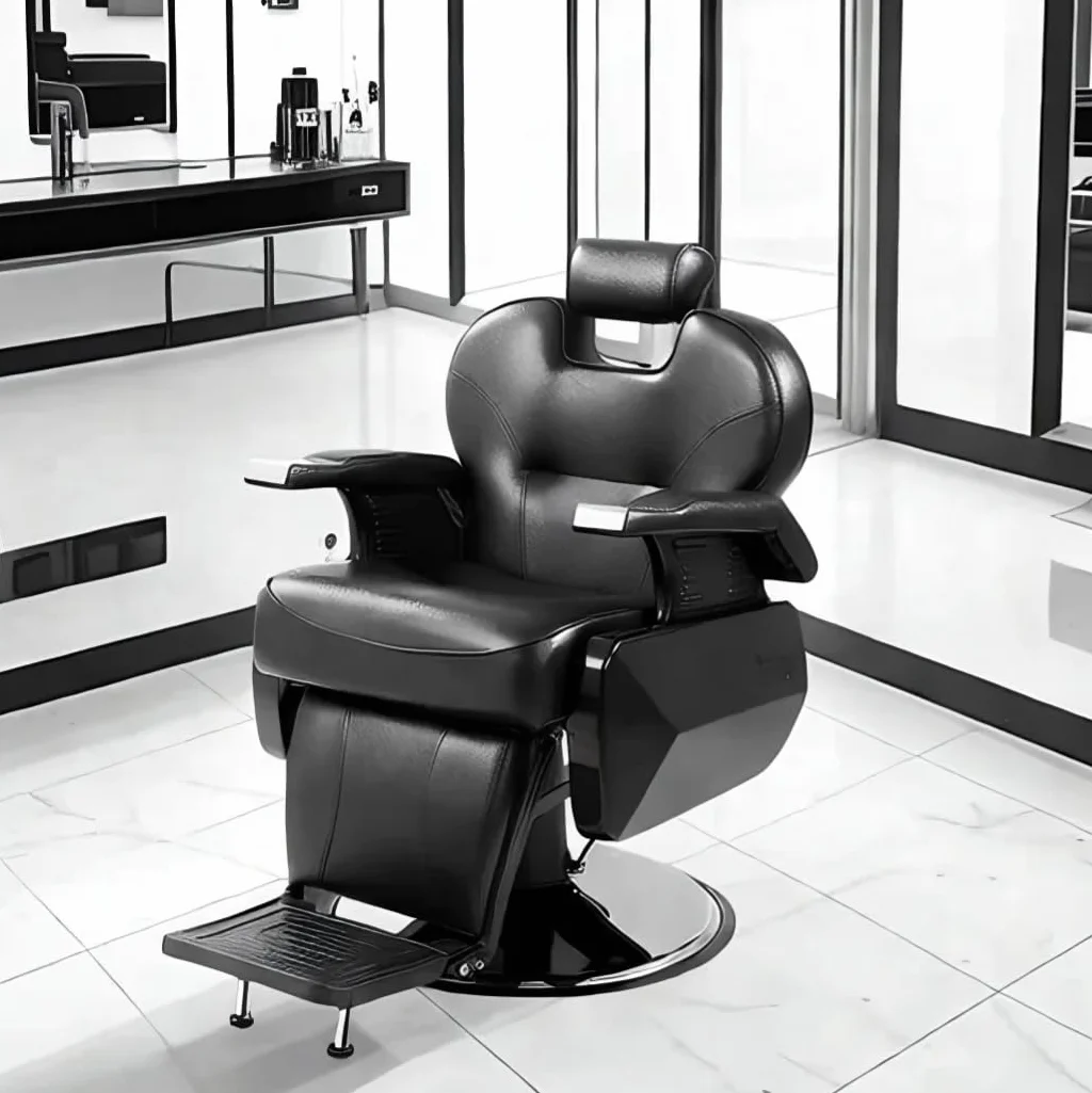 Silla de peluquería hidráulica reclinable 360° 96x94x84 cm Negro Profesional