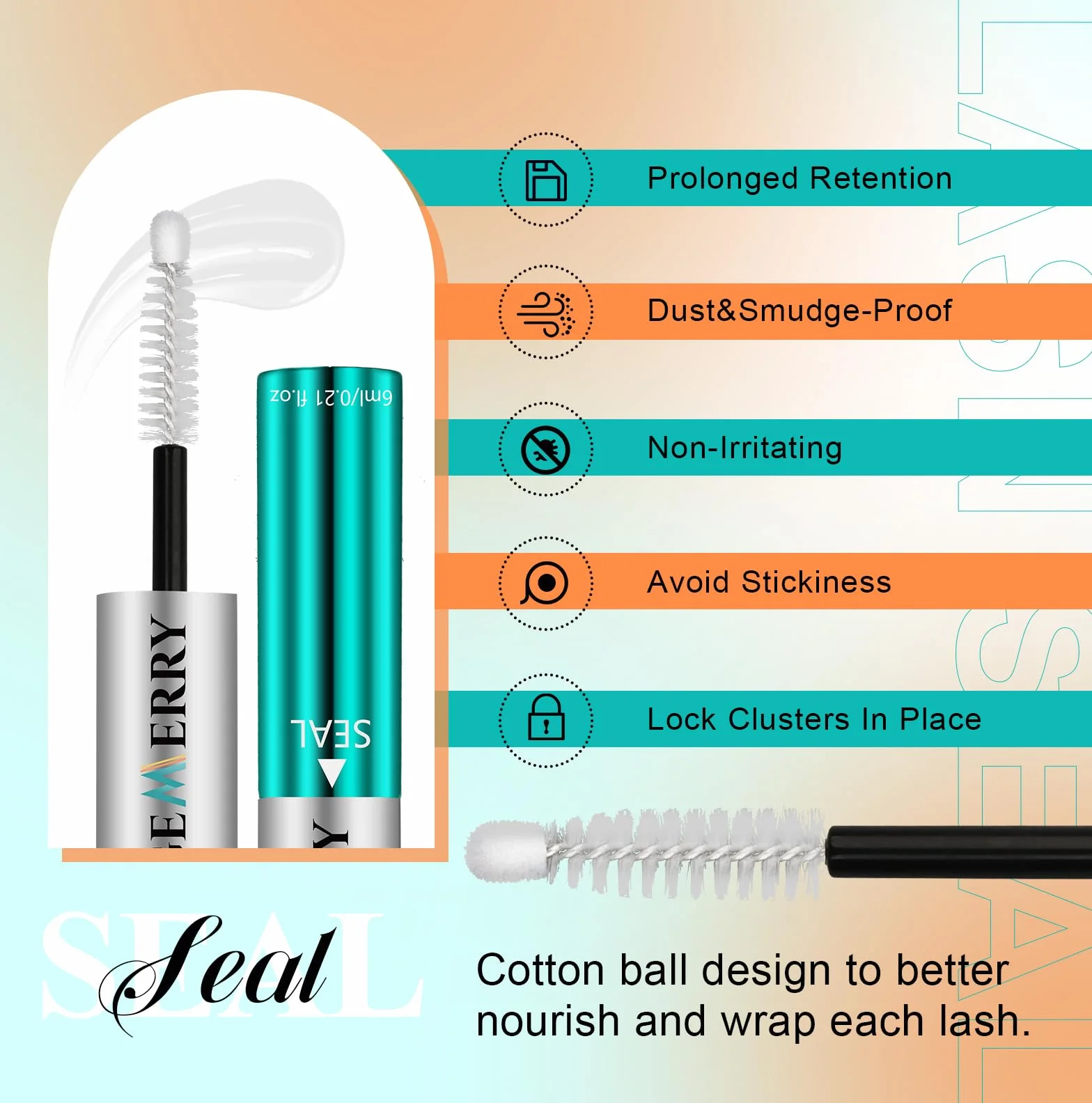 GEMERRY 12ML Cluster Adhesivo Pestañas Lash Bond and Seal Pegamento impermeable 2 en 1
