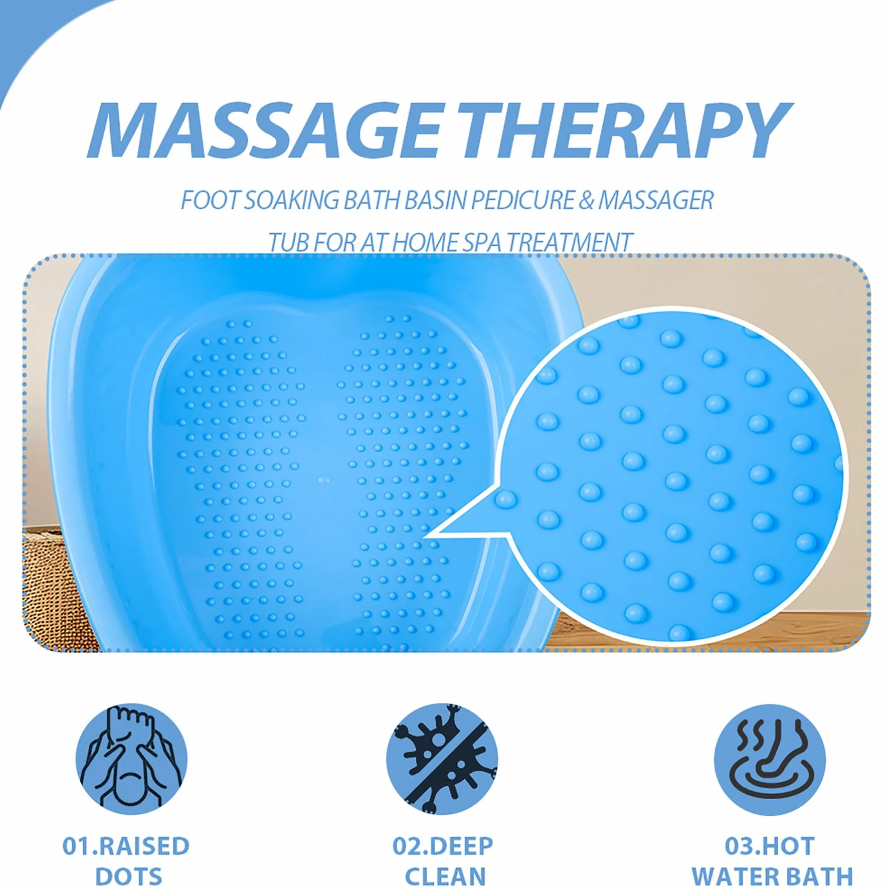 JOYMAY Lavabo de baño para remojar pies, bañera grande, pedicura de pies, masajeador de pies, ideal para relajación y alivio del estrés, perfecto para uso doméstico y spa (azul)