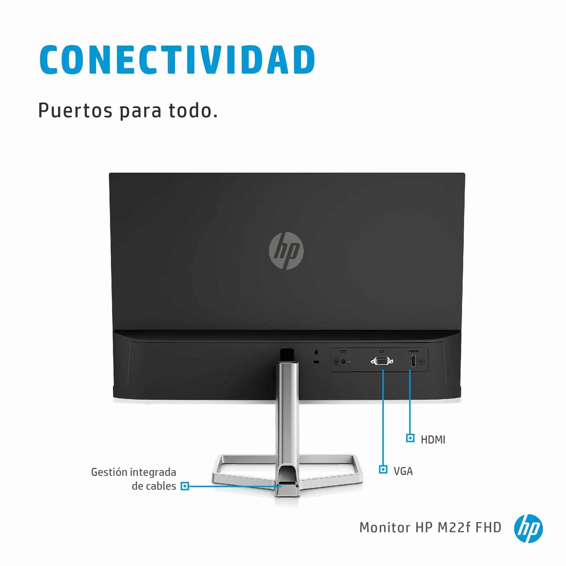 HP M22f Monitor 22" Full HD 1920x1080 75Hz 5ms IPS LED AMD FreeSync HDMI VGA Negro
