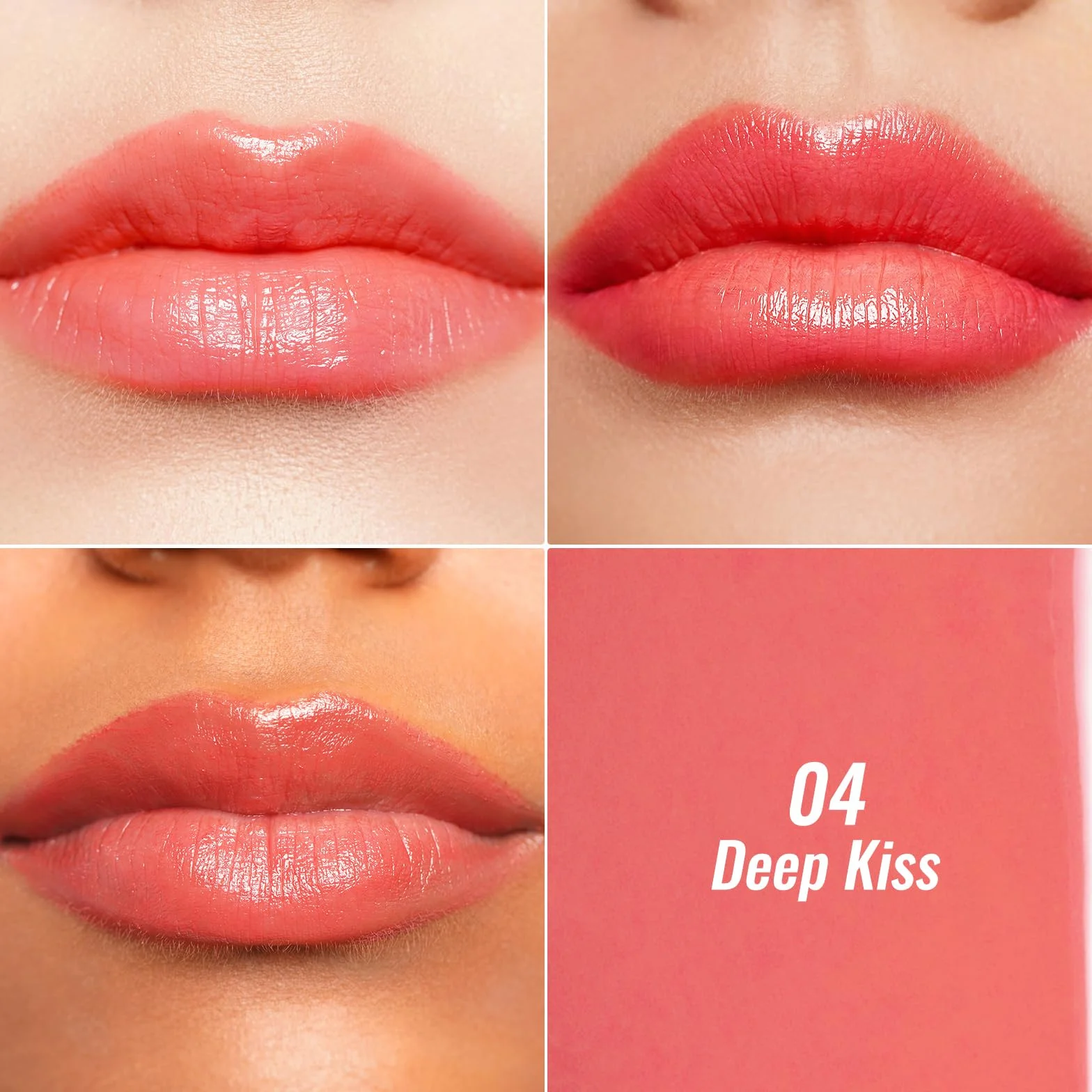 Oulac Labial Hidratante Coral 04 - Barra de Labios Brillo con Manteca de Karité, Alta Pigmentación, Vegano
