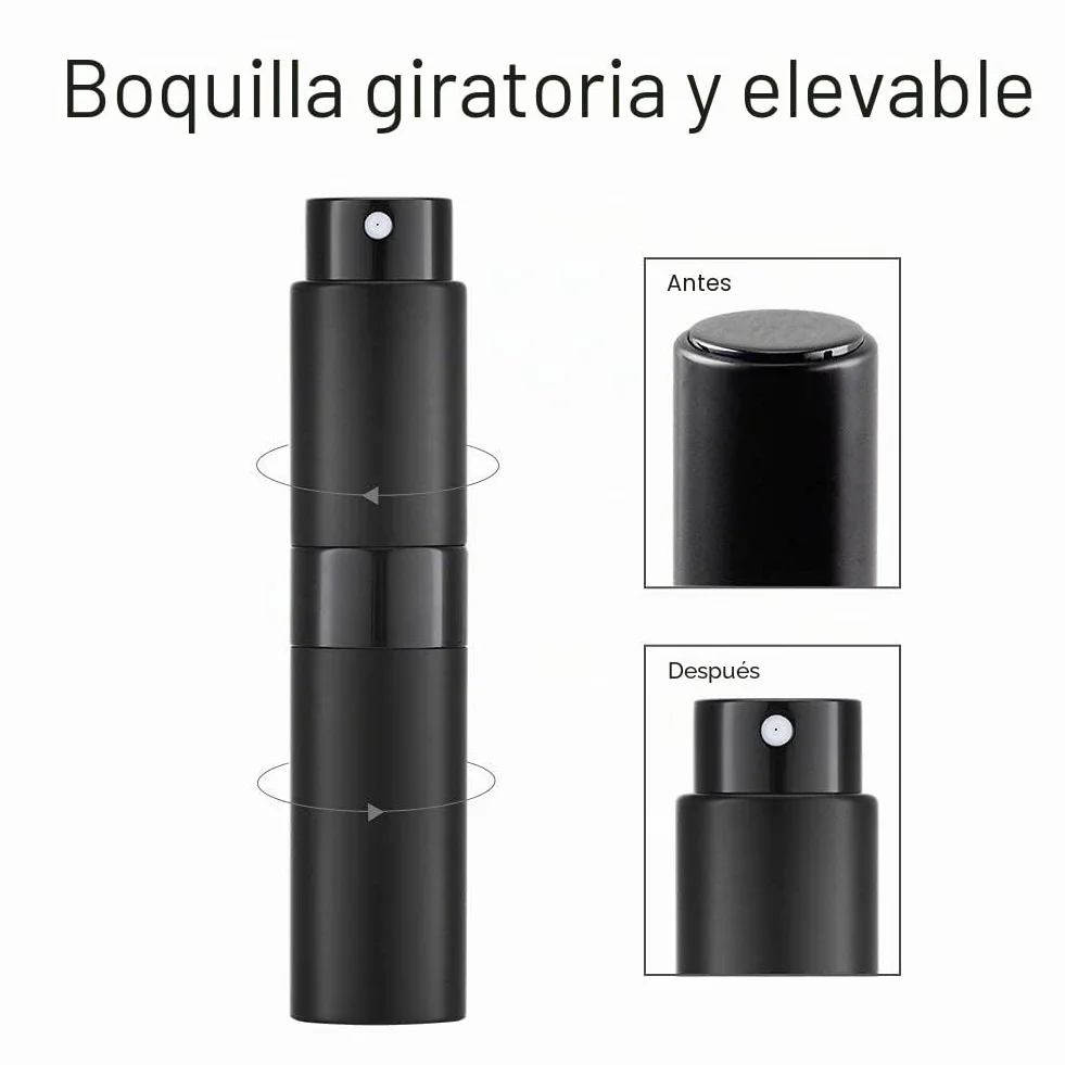 Toureal Atomizador Perfume Recargable 8ml Miniatura Pulverizador Portátil 3PCS Negro Azul Plata