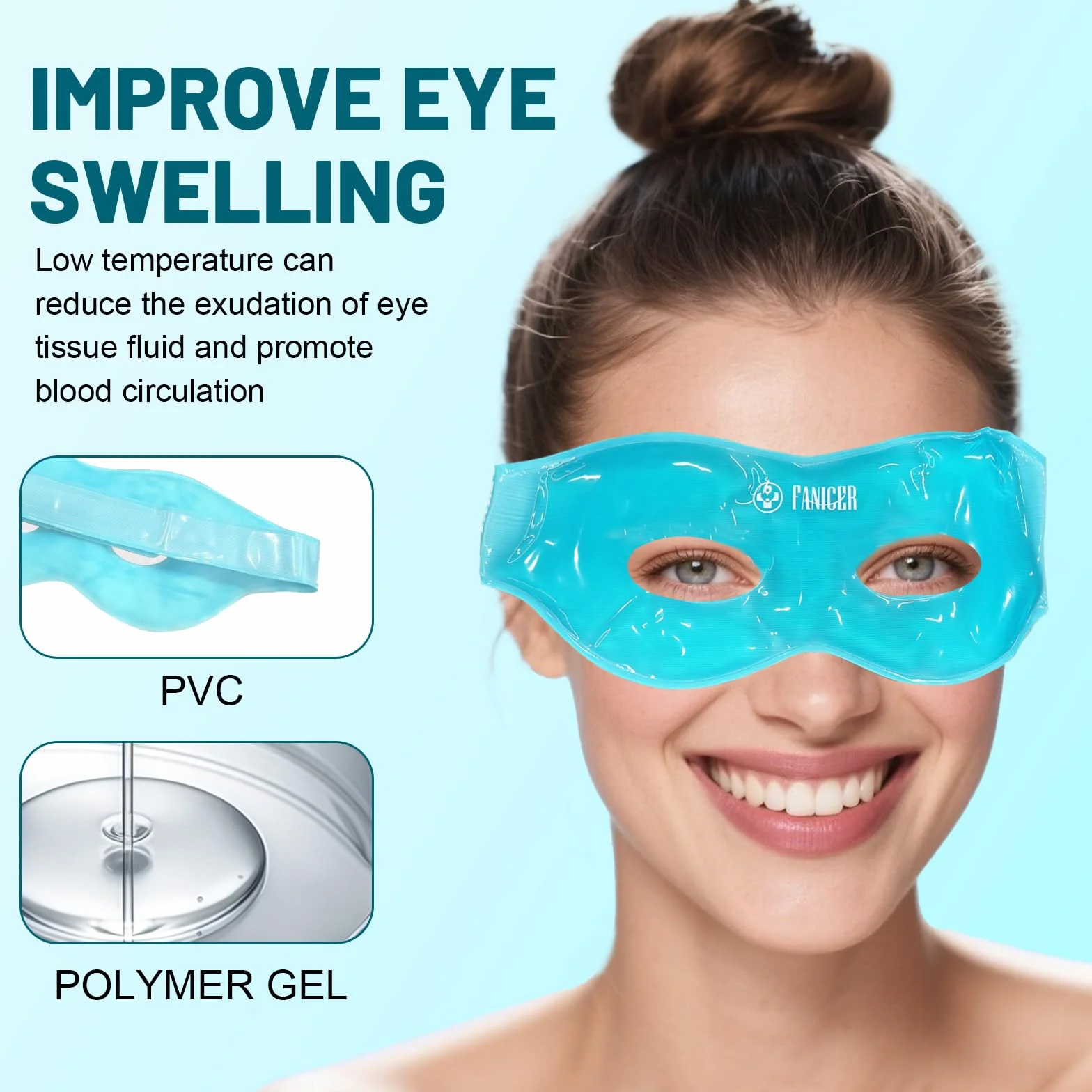 Antifaz Gel Frío para Hinchazón de Ojos, Máscara de Ojeras Reutilizable, 2 Parches