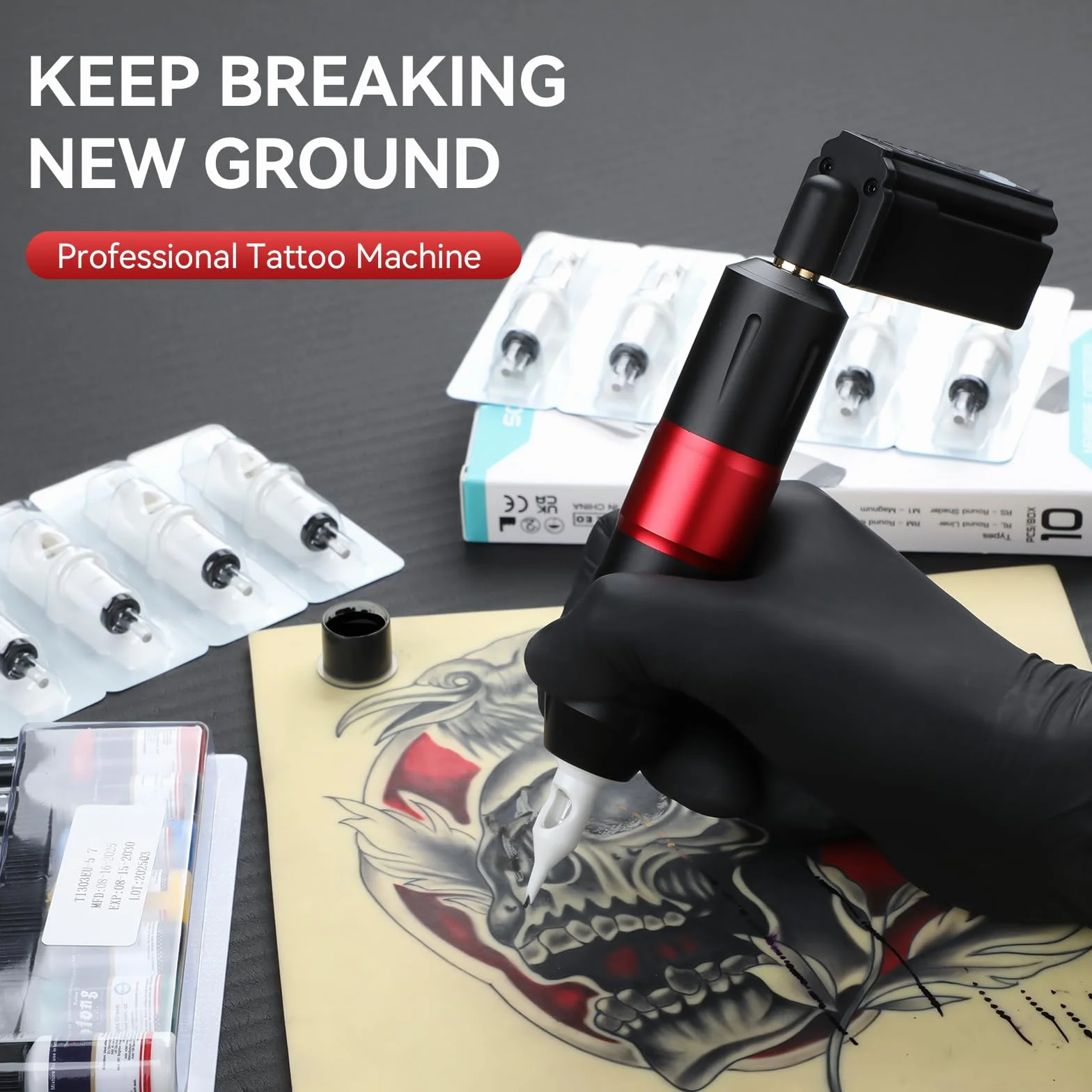 Kit de Tatuaje Profesional Solong - Máquina Rotativa, Incluye 10 Agujas, 7 Tintas y Batería 1500mAh. Ideal para Principiantes y Profesionales. EF-TKP752BEU-2