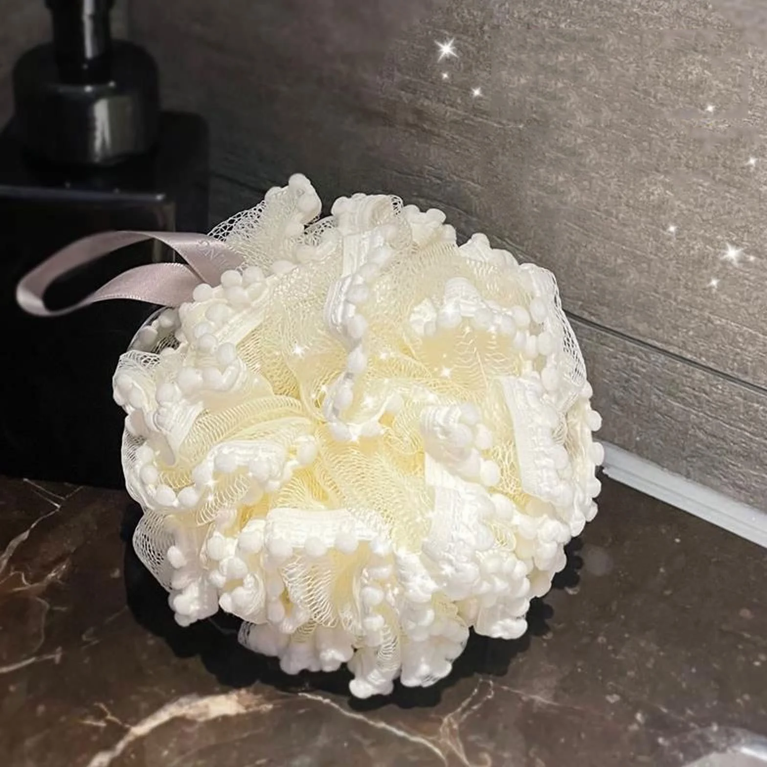 Esponja suave de esponja de esponja de esponja de esponja de baño para lavado en seco, toalla de frotamiento de espuma para ducha, bola de baño, esponja de malla (rosa)