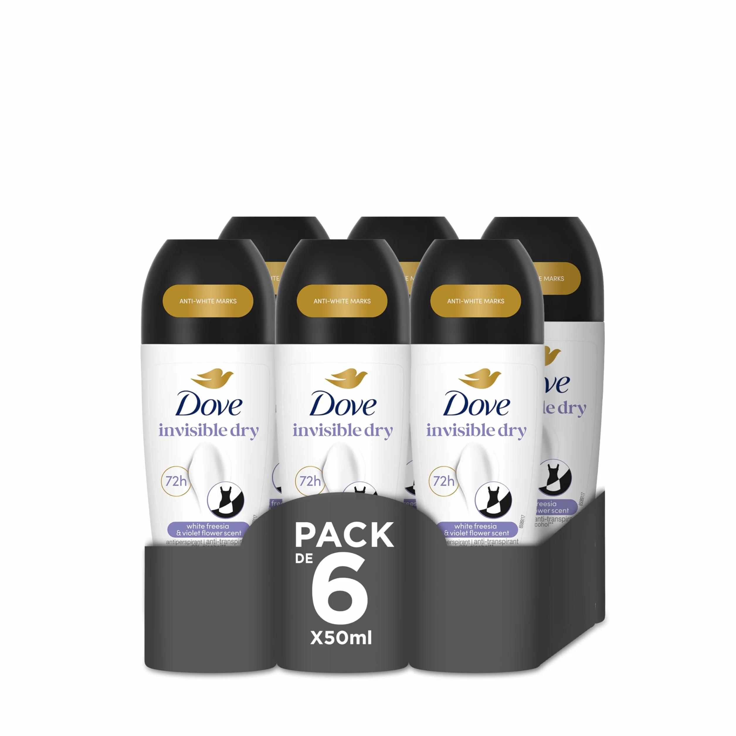 Dove Advanced Care Desodorante Roll-On Invisible Dry 72h Antitranspirante 50ml x6