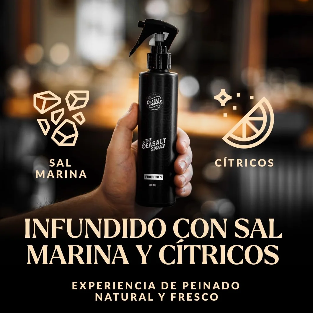 Charlemagne Spray de Sal Marina para el Cabello 200 ml - Volumen y Textura, Ondas de Playa
