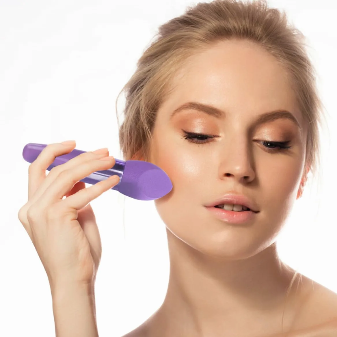 Luxshiny 6 Esponjas de Maquillaje de Látex Mango, Diseño Portátil y Delicado, Forma de Lápiz para Aplicación Húmeda y Seca, Herramientas Simples y Prácticas