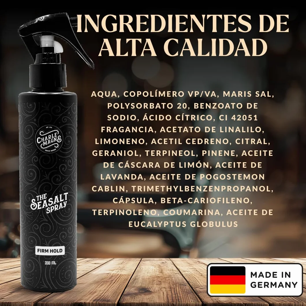 Charlemagne Spray de Sal Marina para el Cabello 200 ml - Volumen y Textura, Ondas de Playa
