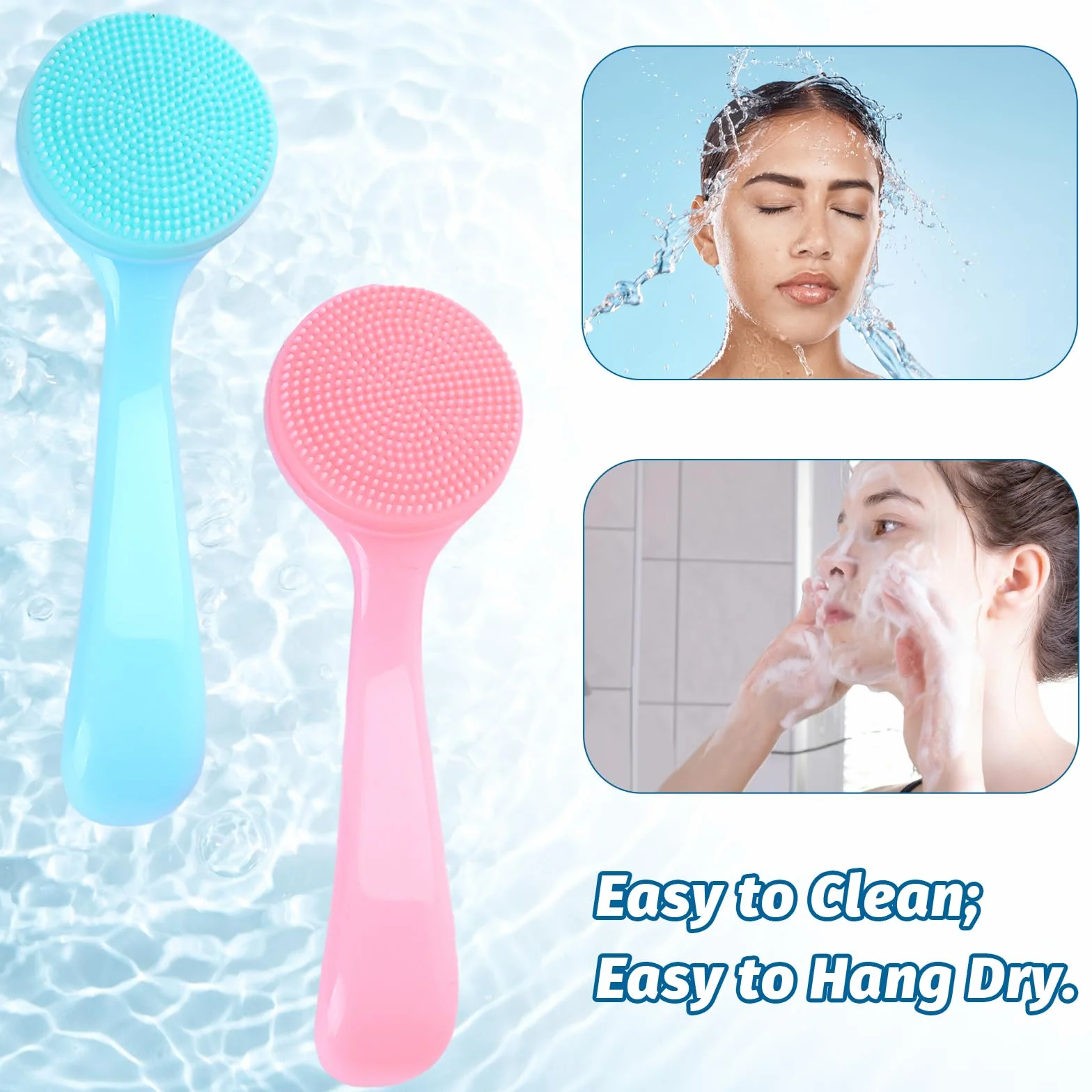 Paquete De 2 Cepillos Limpieza Facial Manual Silicona Limpiador Exfoliante Para Todo Tipo Piel