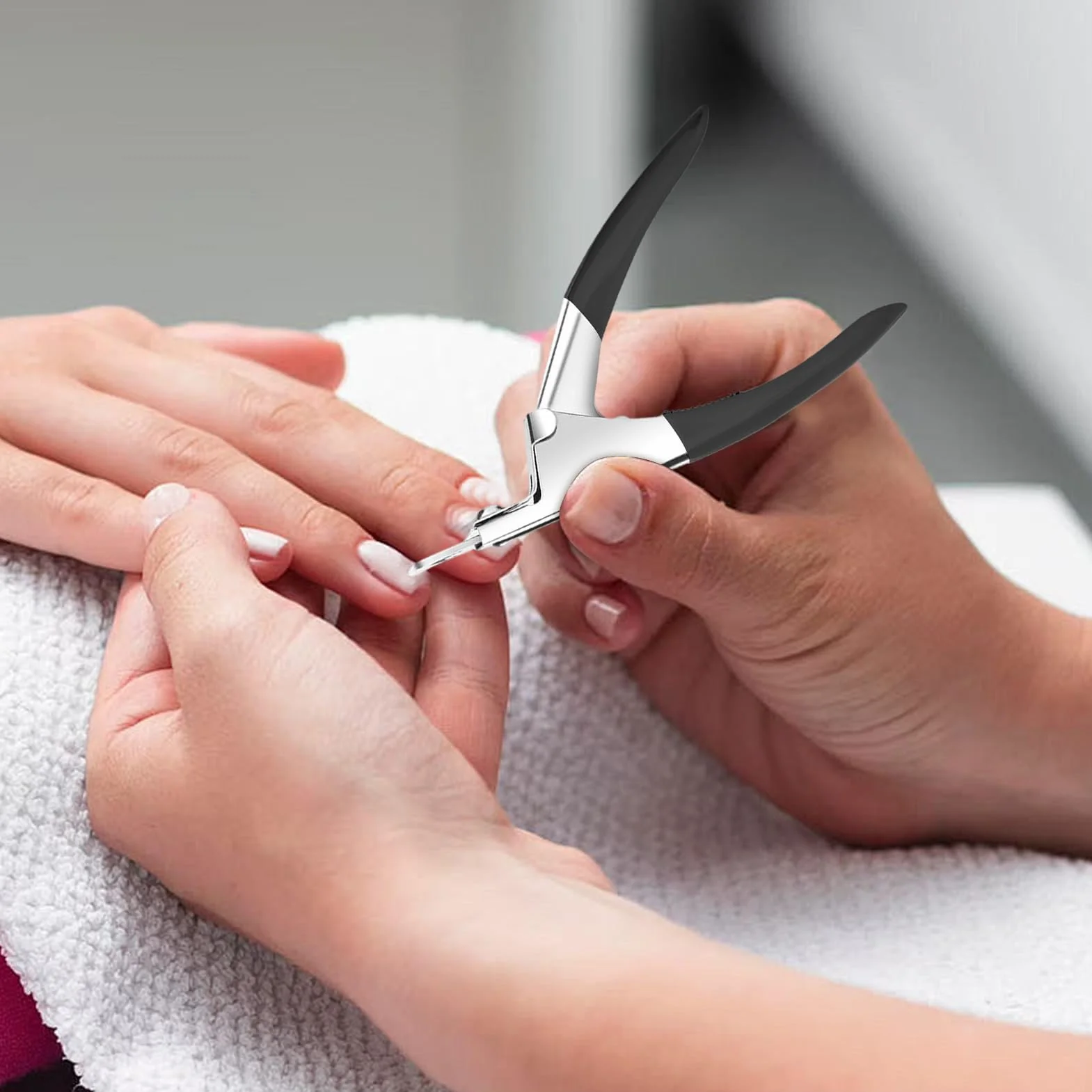 Cortador de uñas falso de acero inoxidable para puntas acrílicas, herramienta de manicura