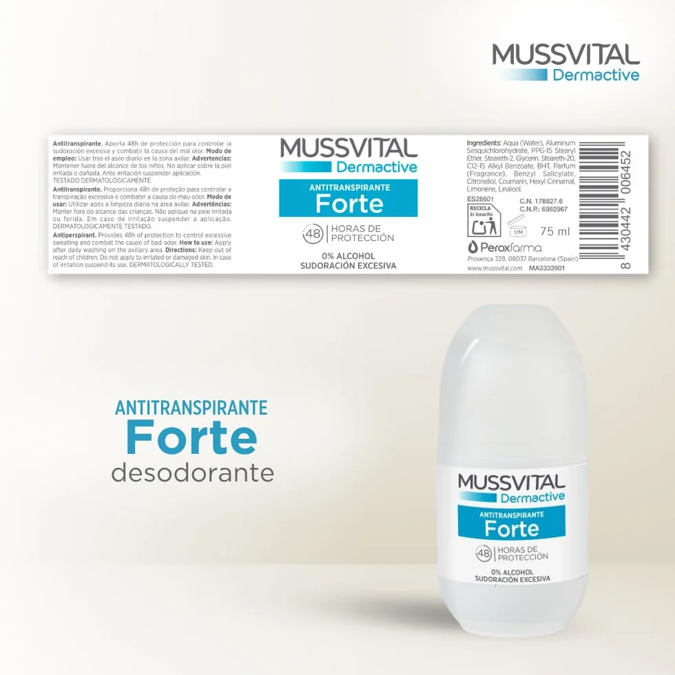 MUSSVITAL Desodorante Dermactive Antitranspirante Forte Roll-on Pack 2 x 75ml