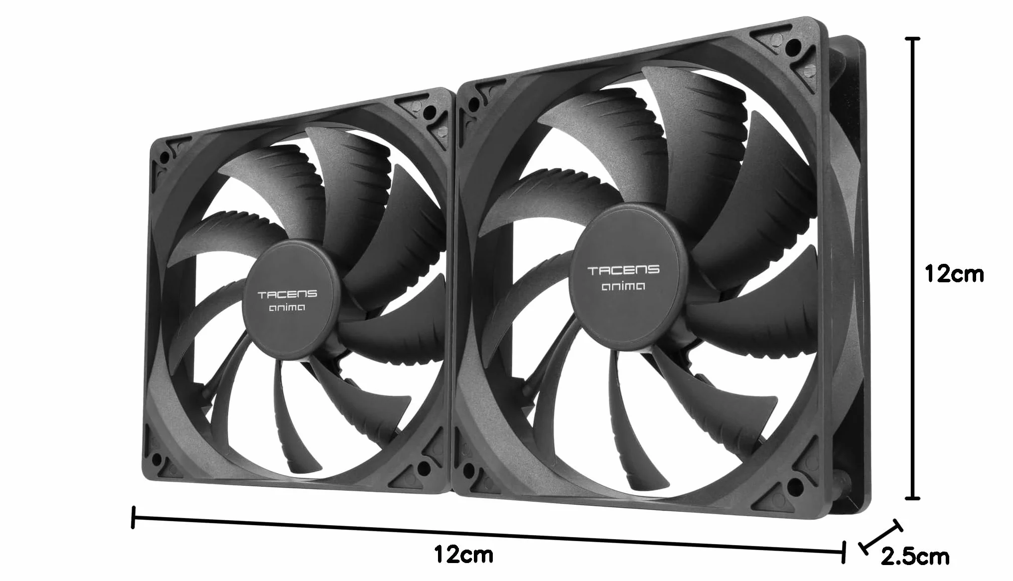 Tacens Anima AF12X2 Kit 2x Ventiladores 120mm Ultrasilencioso Rodamientos FLUXUS Negro