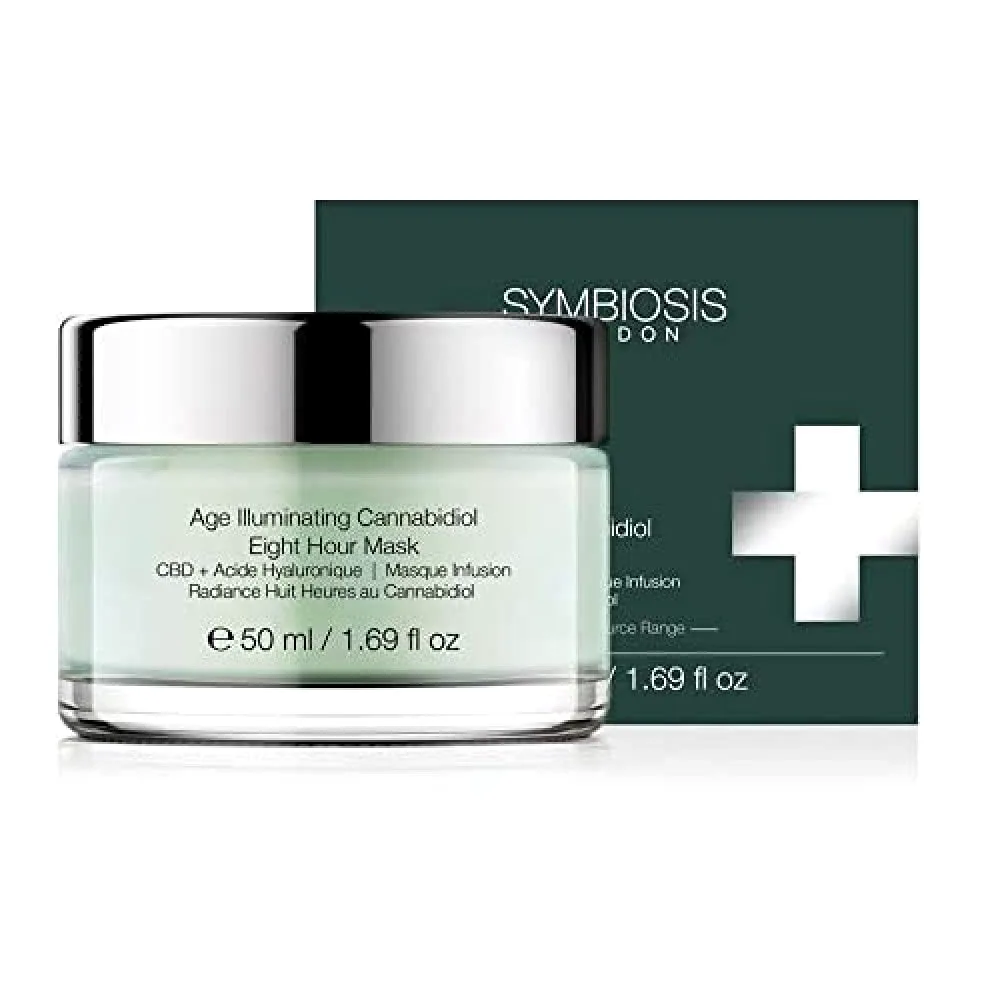 SYMBIOSIS LONDON | [ CBD + Ácido Hialurónico ] - Mascarilla Ocho Horas Cannabidiol Iluminadora de Edad | 1x50mL