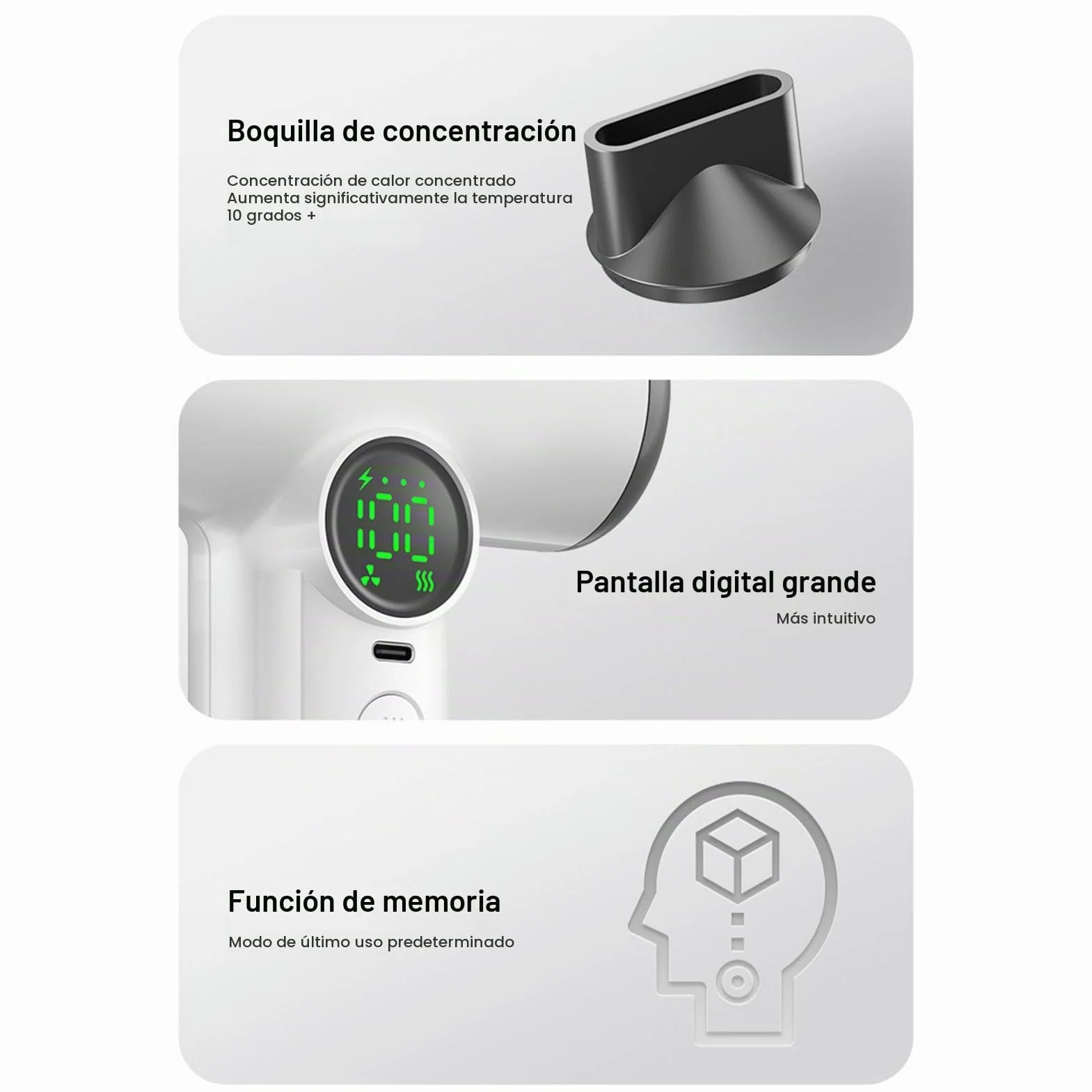 Bewinner Secador de Pelo Inalámbrico Profesional: Batería Recargable USB, 3 Velocidades y Temperaturas, Portátil Con Pantalla Digital Para Mujeres