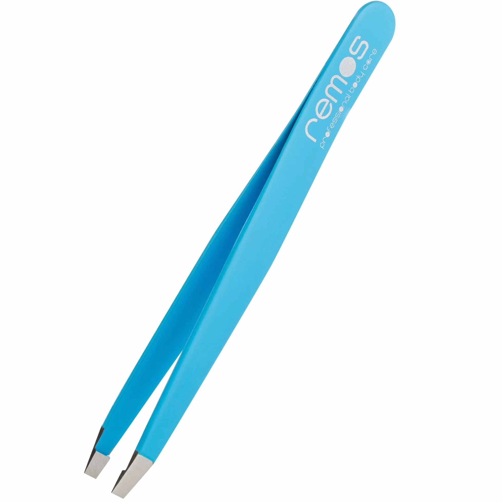 REMOS Pinzas de cejas acero inoxidable punta recta 9,5 cm azul