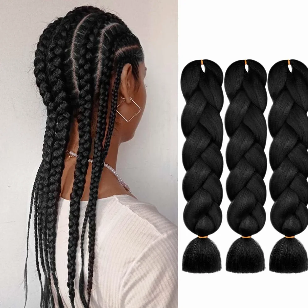 AUYAO Extensiones para Trenzas, Pelo Sintético Trenzas Africanas Degradado