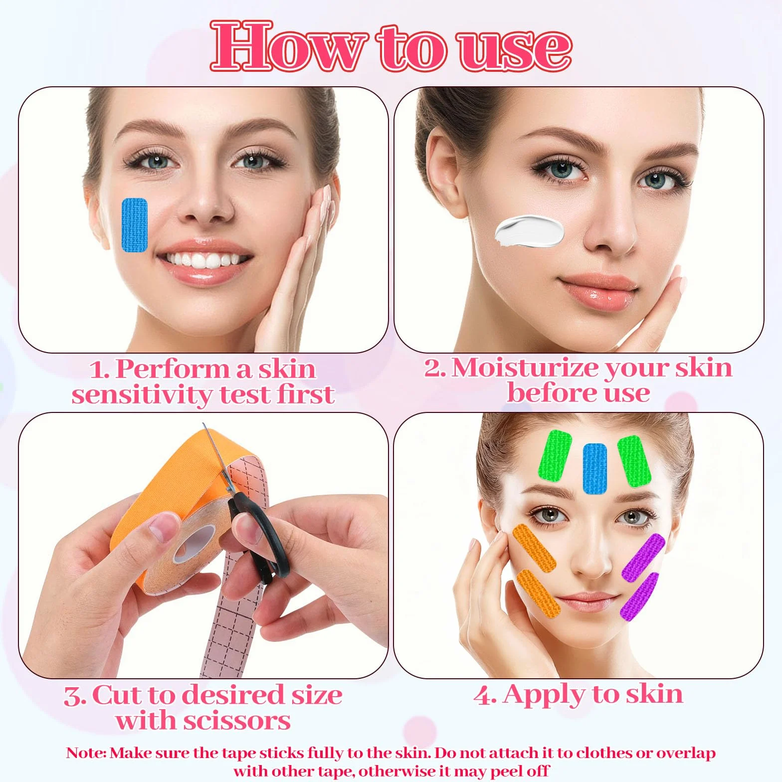 Cintas Kinesiológicas Faciales 5mx2,5cm Face Tape Lifting Reafirmante con Tijera