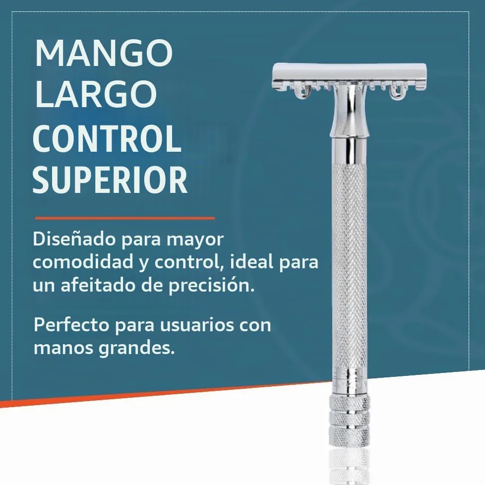 "Merkur 9025001 - Maquinilla de afeitar con peine (mango largo), diseño cromado"
