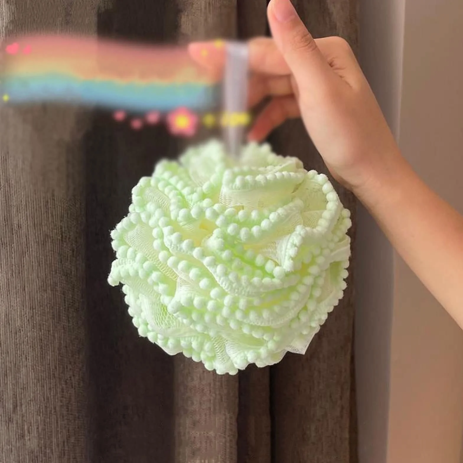 Esponja suave de esponja de esponja de esponja de esponja de baño para lavado en seco, toalla de frotamiento de espuma para ducha, bola de baño, esponja de malla (rosa)