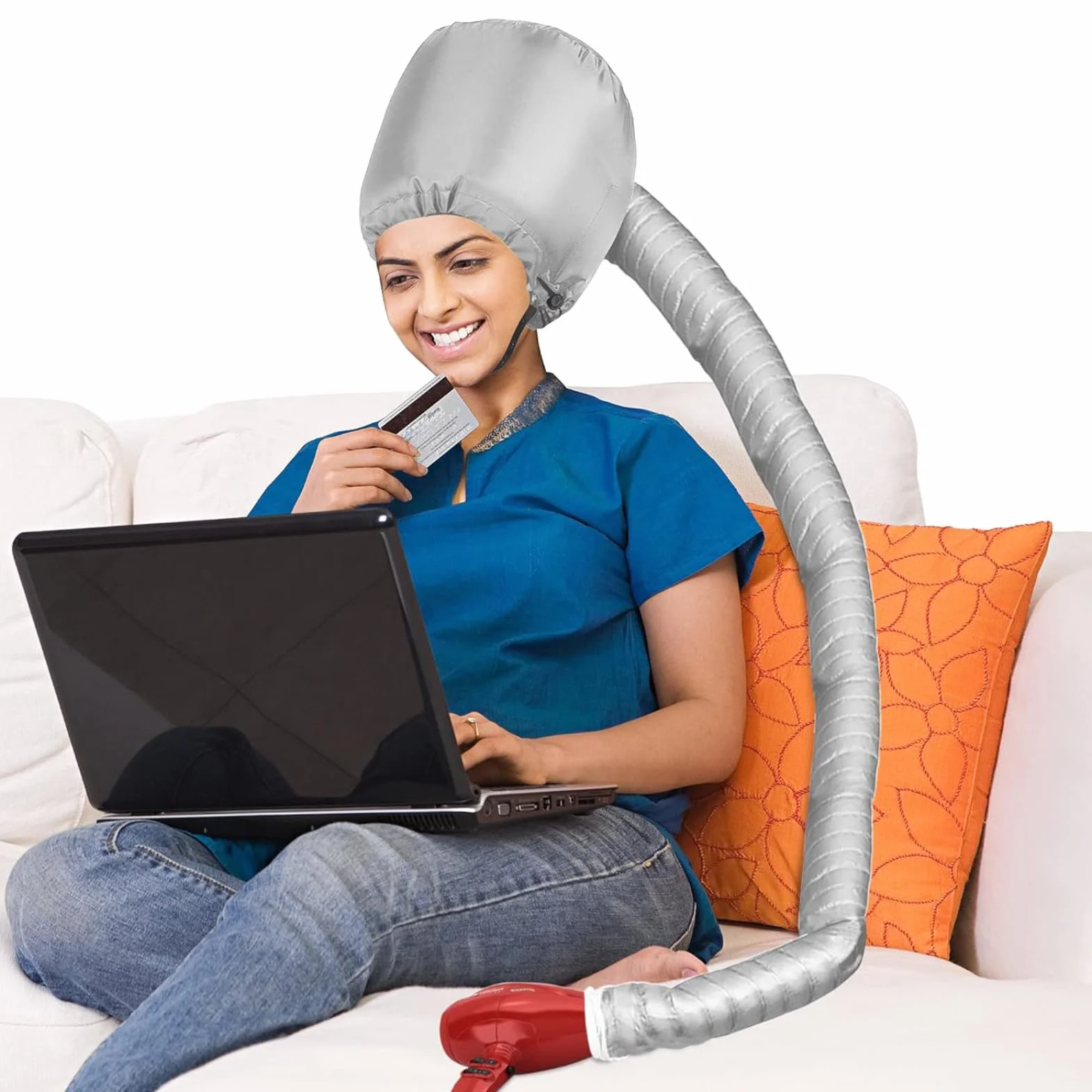 Gorro Secador de Pelo Universal con Peine, Bolsa de Almacenamiento, Gris