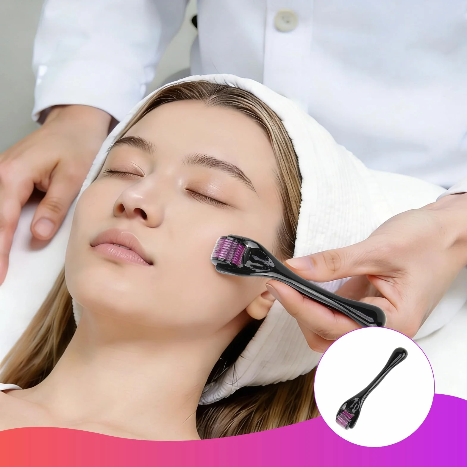 Microneedling Derma Roller 0,5 mm 540 Agujas de Titanio para Rostro Barba y Cabello