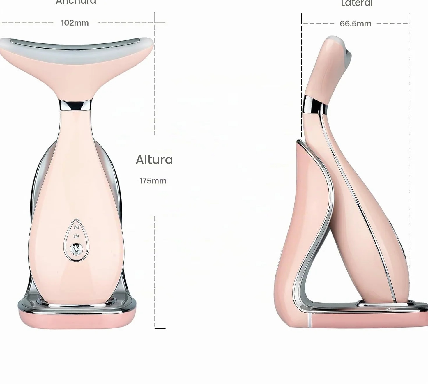 VRAIKO Lily Masajeador de Cuello y Rostro, Herramienta de Esculpido Facial, Rejuvenecimiento con Calor, LED Triple Acción y Vibración, Anti-Edad, Lifting y Tensado (Rosa)