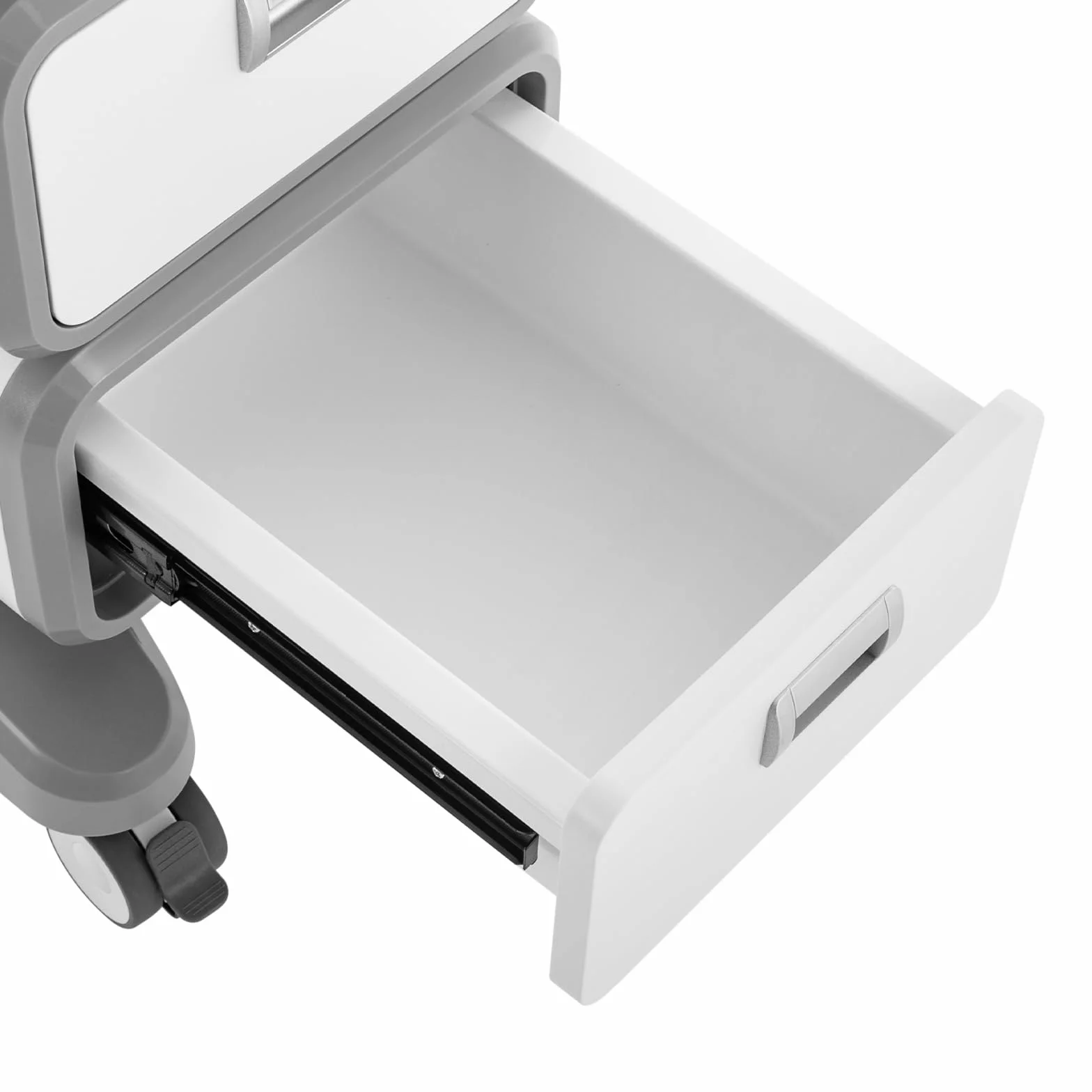 Carro de cosméticos médico con 2 cajones, 44 x 44 x 73,5 cm, con 4 ruedas universales silenciosas para laboratorio, clínica, hospital, salón, color blanco