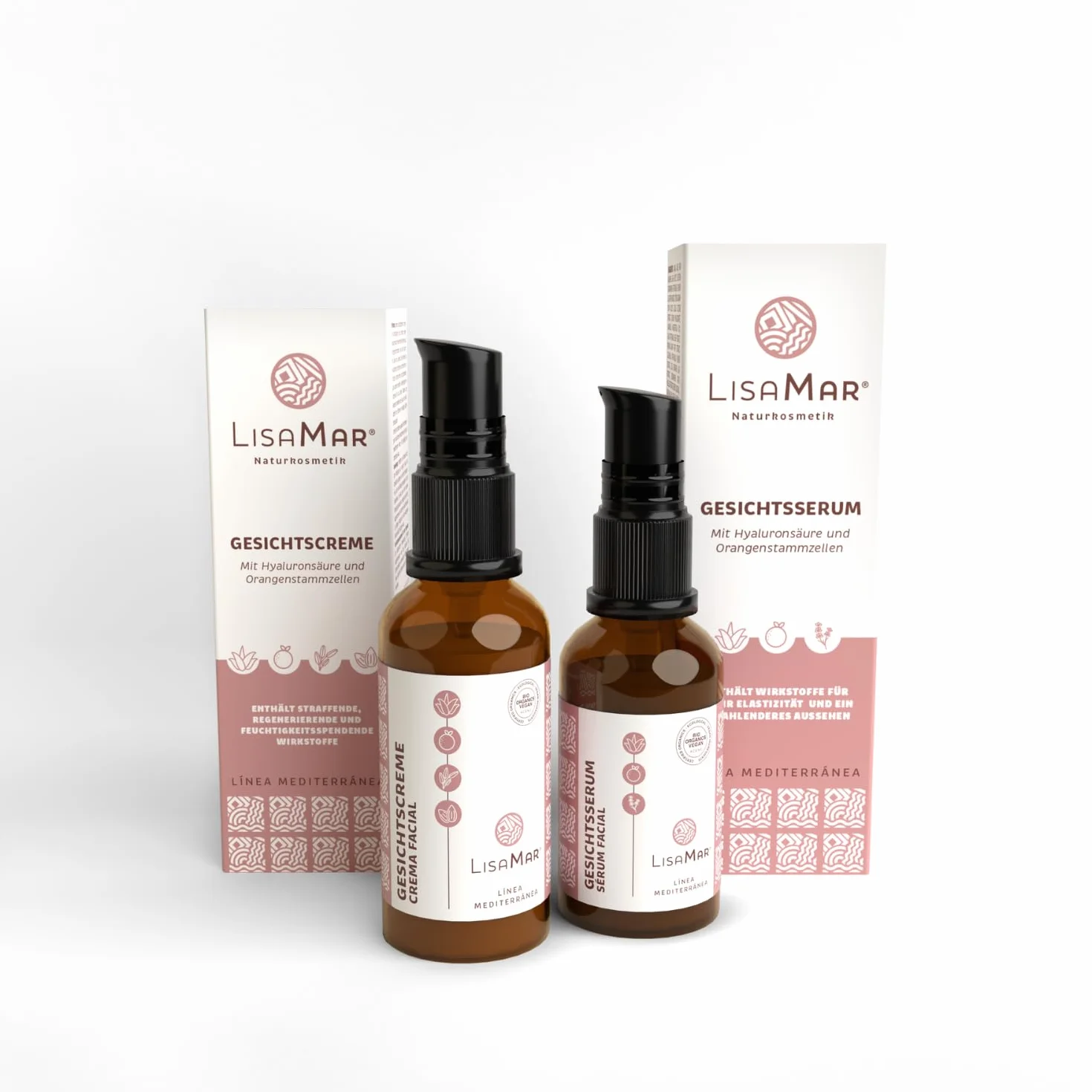 LisaMar® Juego de crema facial y suero – Cuidado antiedad para una piel radiante – Hialurón y aloe vera – Natural, orgánico y vegano – Hidratante facial