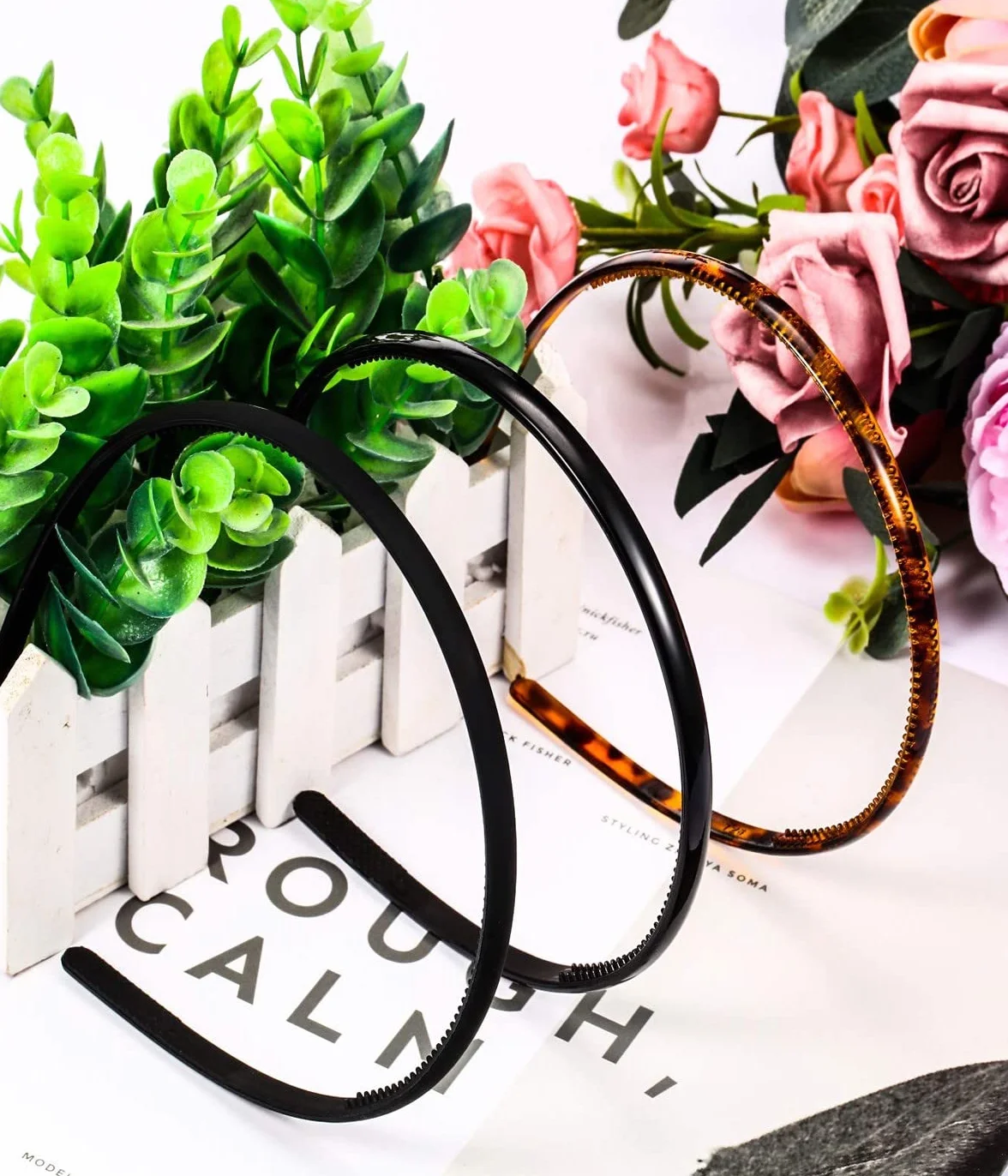 Diademas de Plástico Liso Banda del Cabello de Dientes Delgadas DIY 4 Piezas para Mujeres Niñas