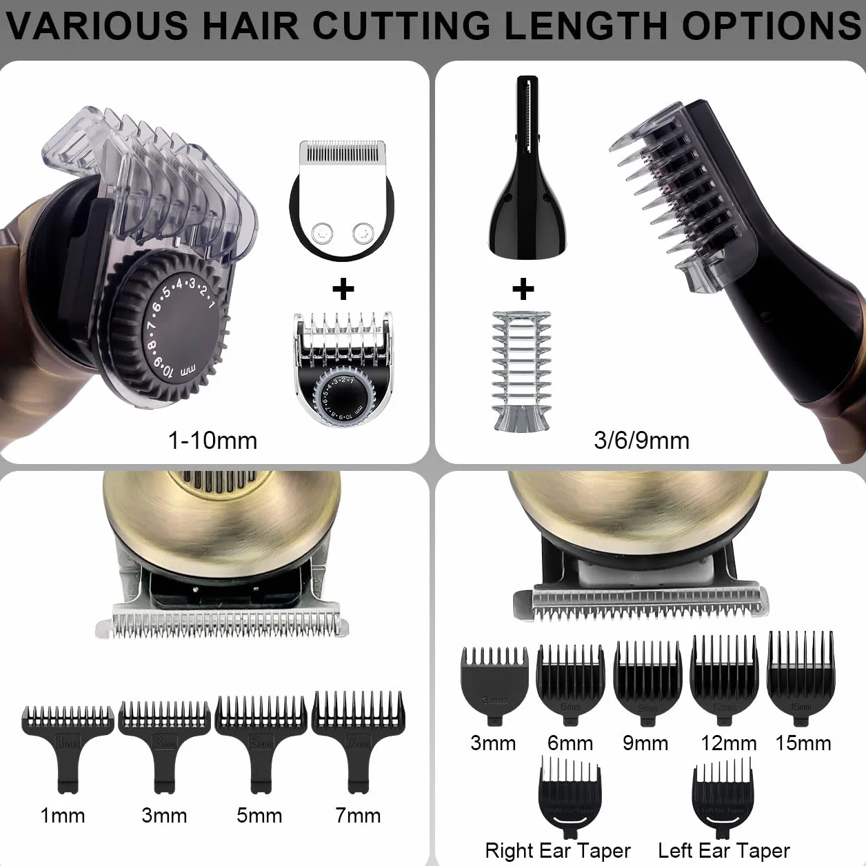 Hatteker Recortadora de barba Profesional 8 en 1 Cortapelos eléctrica para hombre